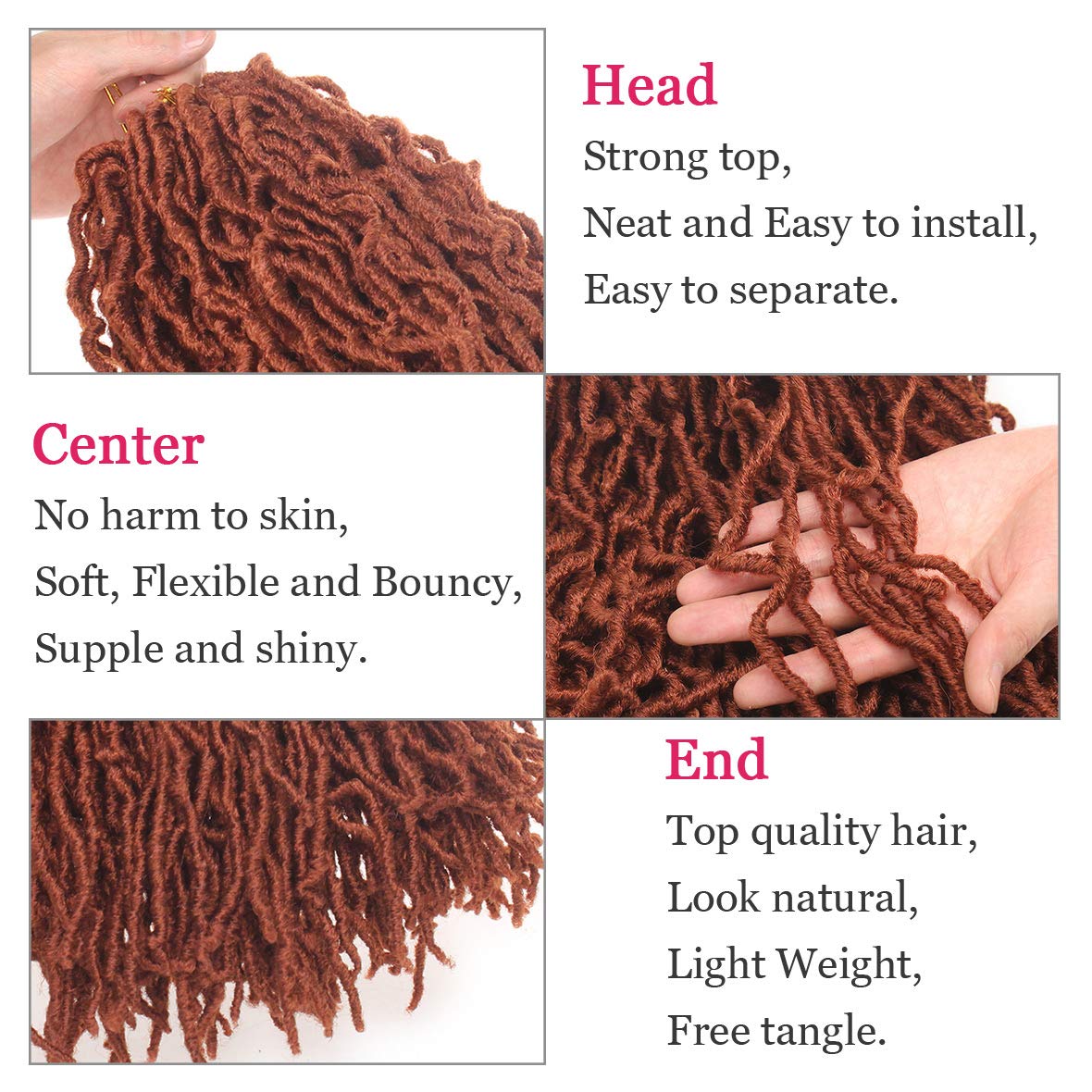 Leeven 18 Inch New Soft Locs Crochet Braids Hair 350# Pre-looped Curly Locs Braiding Hair 7 Packs Ginger Goddess Locs Hair Exten