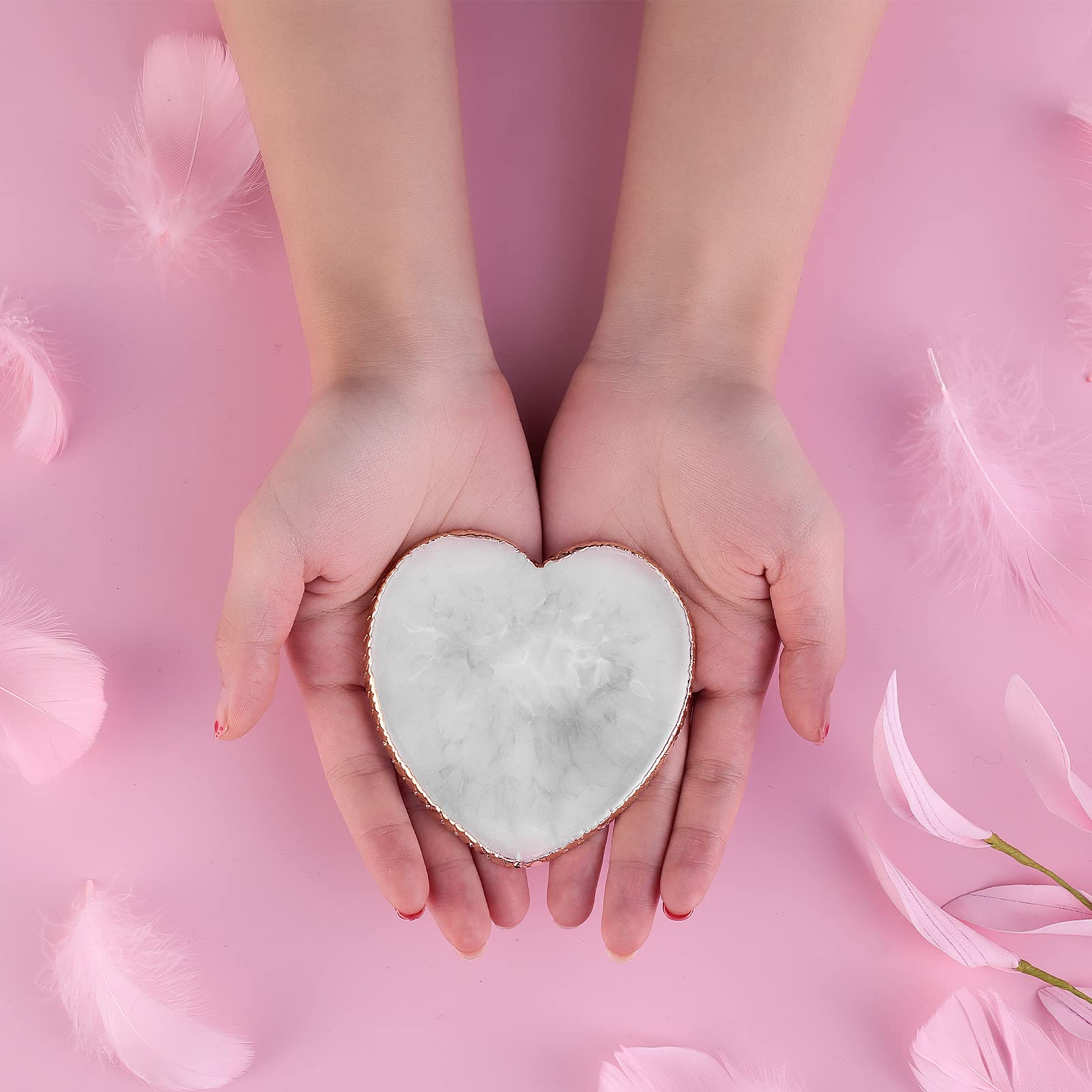 Resin Nail Art Palette Nail Mixing Palette Polish Color Mixing Plate Golden Edge Nail Holder Display Board Heart Shape Cosmetic