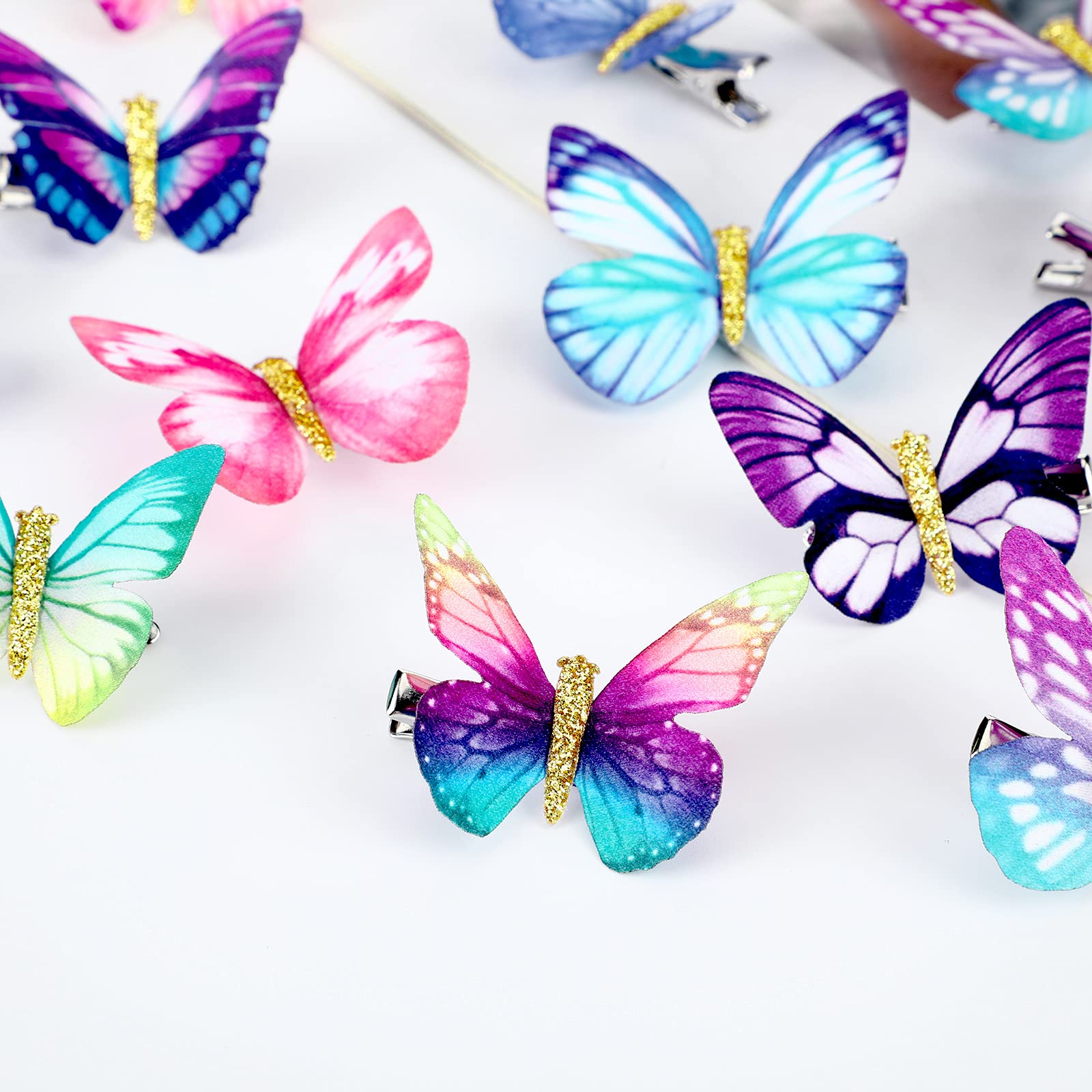 Boao 18 Pieces Glitter Butterfly Hair Clips for Girls Teens Women Hair Accessories (Vibrant Styles)