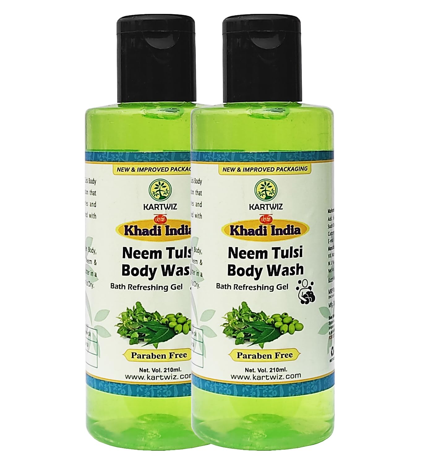 Herbigiri Khadi Herbal Neem & Tulsi Body Wash | Gentle Herbal Cleanser For Smooth & Refreshed Skin | Helps Reduce Body Acne Conc