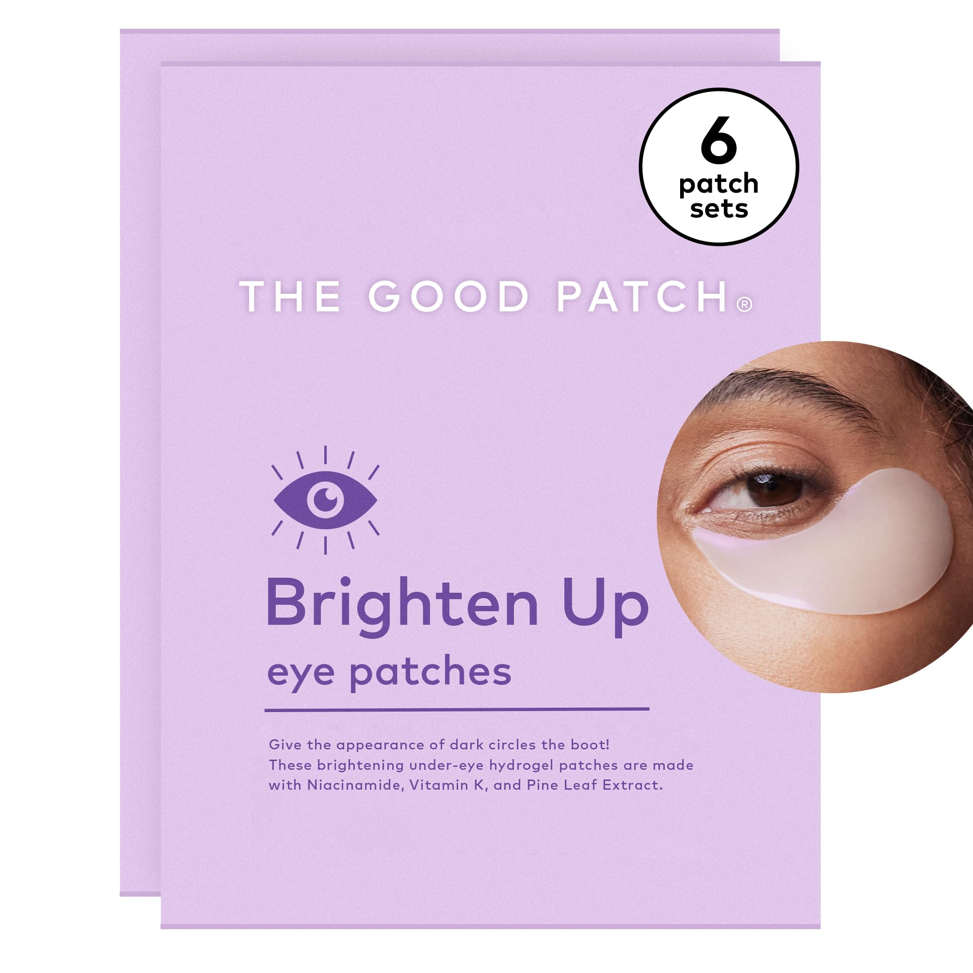 The Good Patch Brighten Up Hydrogel Under Eye Patches for Dark Circles and Puffy Eyes, Made with Niacinamide, Vitamin K, Pine Le