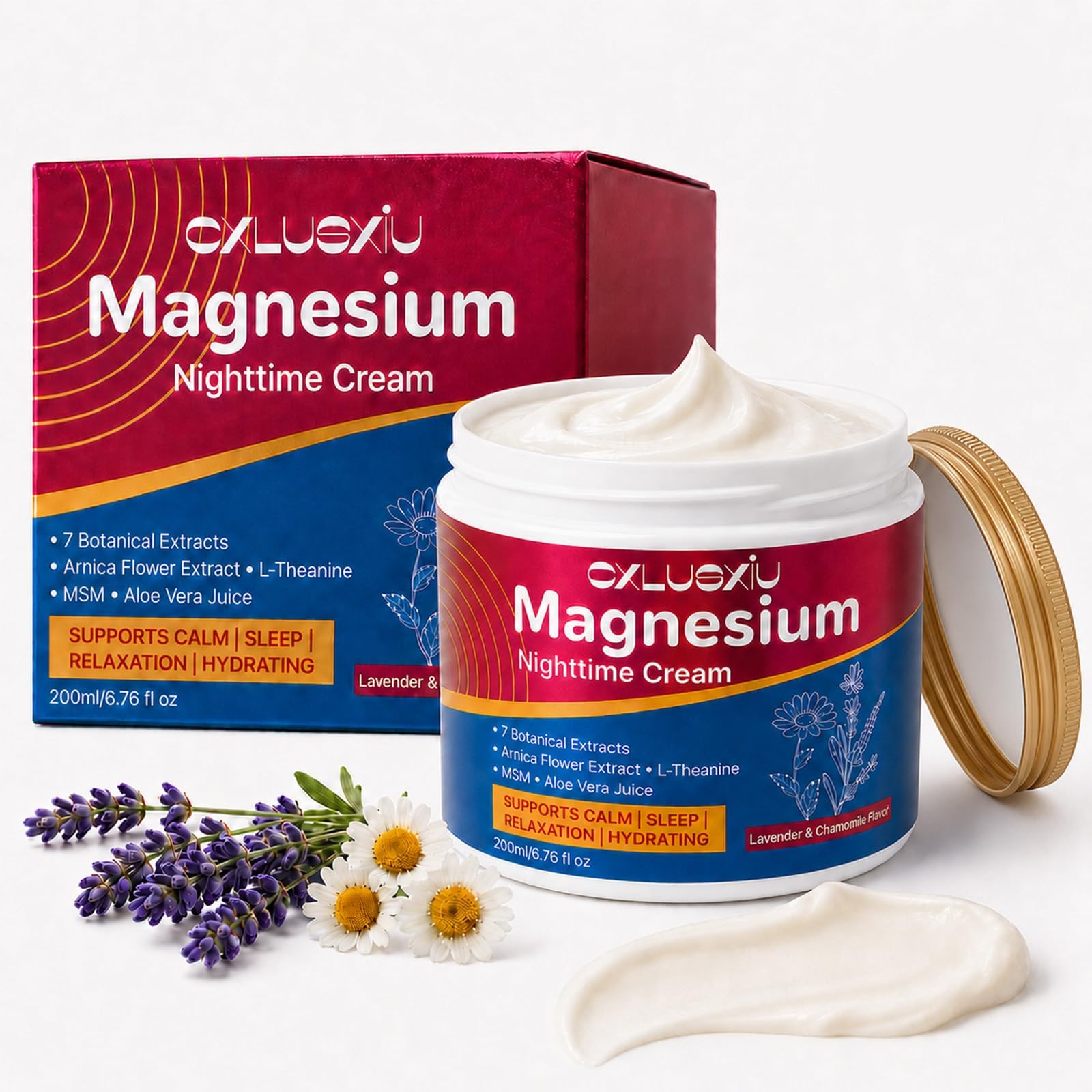 Cxlusxiu Magnesium Cream for Sleep Routine, Magnesium Butter for Sleep, Nighttime Magnesium Lotion with Arnica & MSM, Lavender C