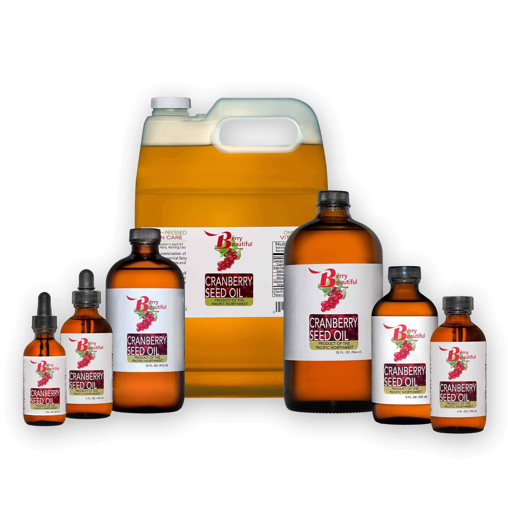Berry Beautiful Cranberry Seed Oil - 32 Fl Oz - Cold-Pressed From Us Grown Cranberries - Moisturizing For Face, Body & Hair