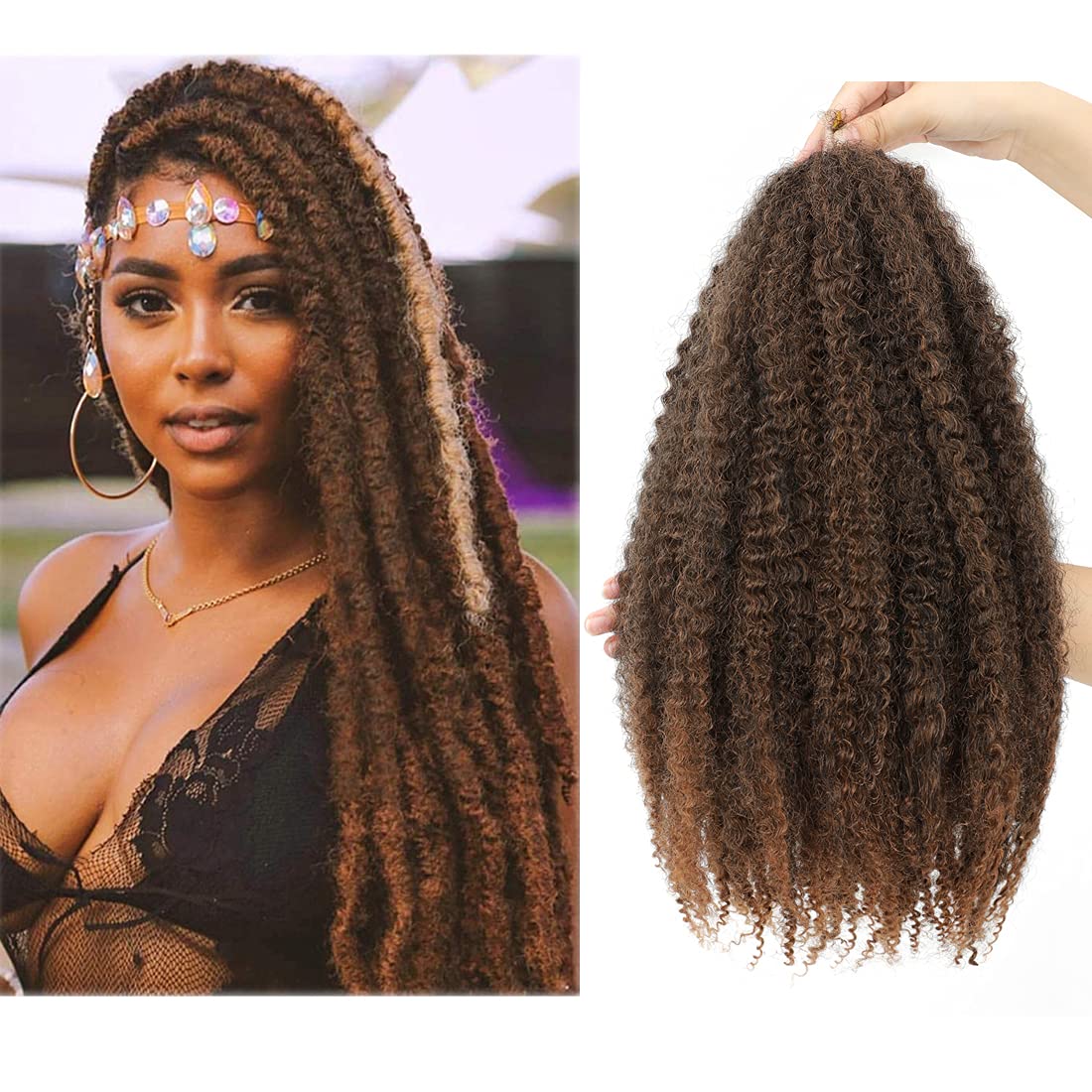 Dansama Marley Hair 18 Inch Braiding Hair, Afro Twist Hair for Soft Locs Crochet Hair 3 Packs Synthetic Hair Extensions (18 Inch