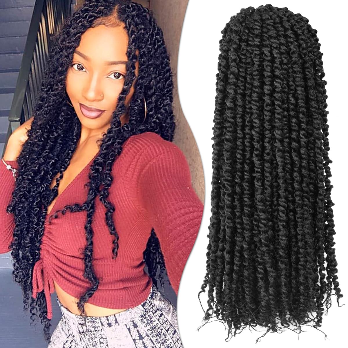 22 Inch Pre-twisted Passion Twist Hair Crochet Hair for Black Women 8 Packs Passion Twist Pre-looped Crochet Braids Hair Bohemia