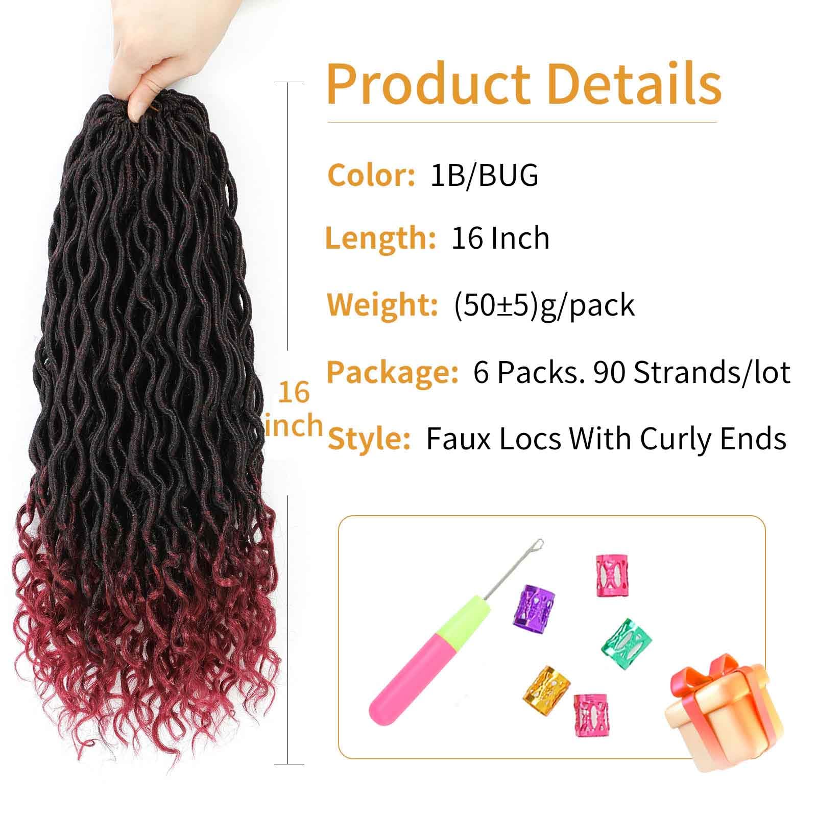 Cohariss Faux Locs 16 Inch Crochet Hair Pre Looped Goddess Locs Crochet Hair For Black Women Soft Locs Crochet Hair With Curly E