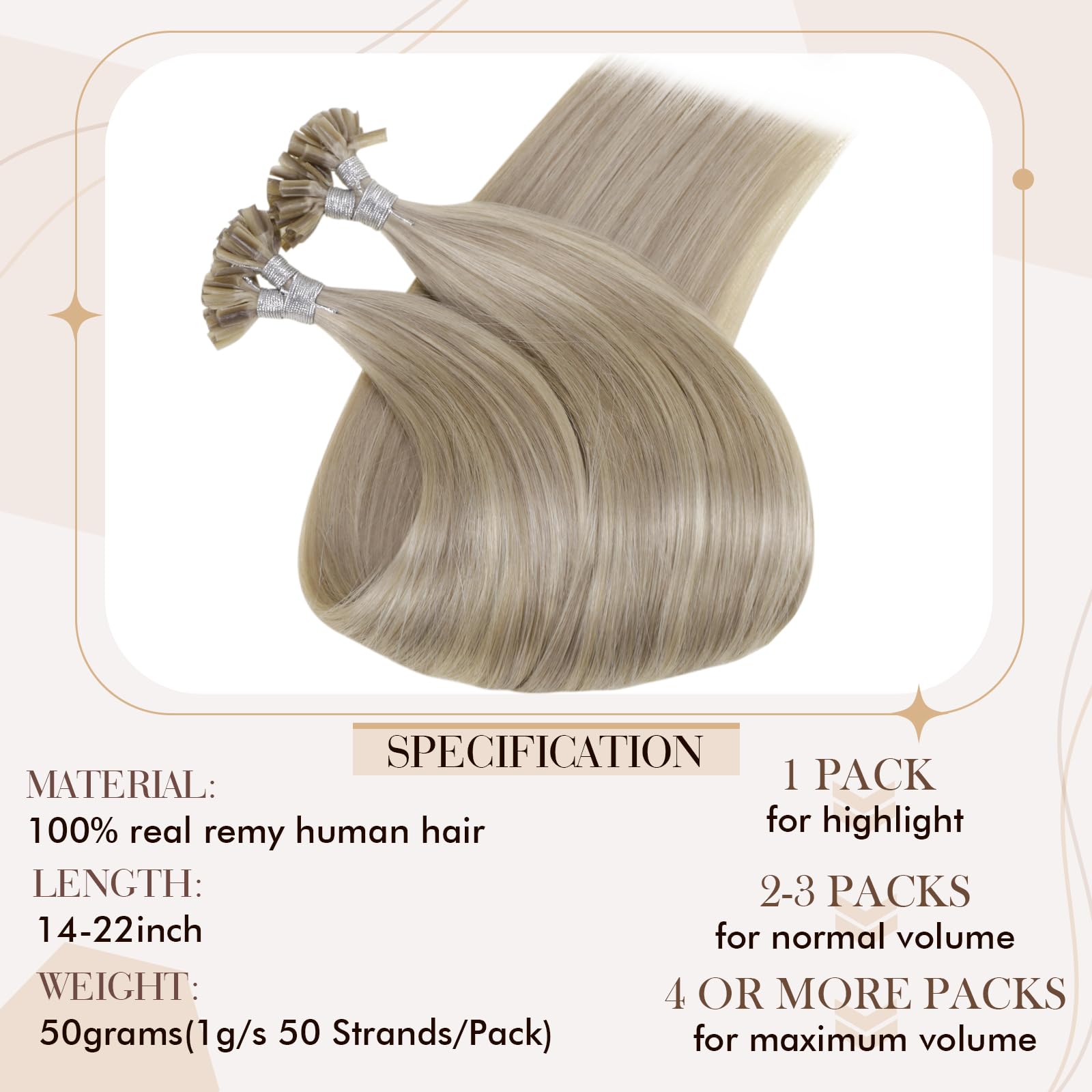 Hetto Remy Human Hair Utip Extensions #17 Ash Blonde Highlight #23 Light Blonde Utip Hair Extensions Fusion U Tip Extensions Rea