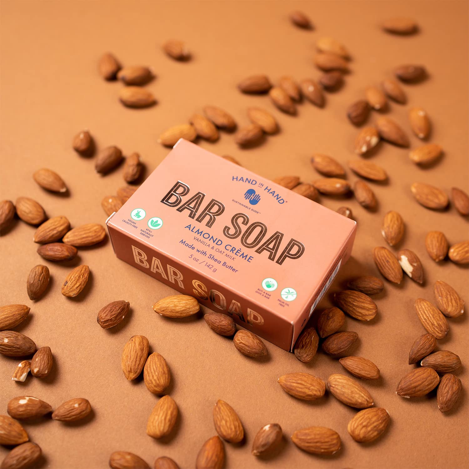 Hand In Hand Bar Soap, Nourishing Cleanser For All Skin Types, Organic Shea And Cocoa Butters, 5 Ounce, Vanilla & Oat Milk, Almo