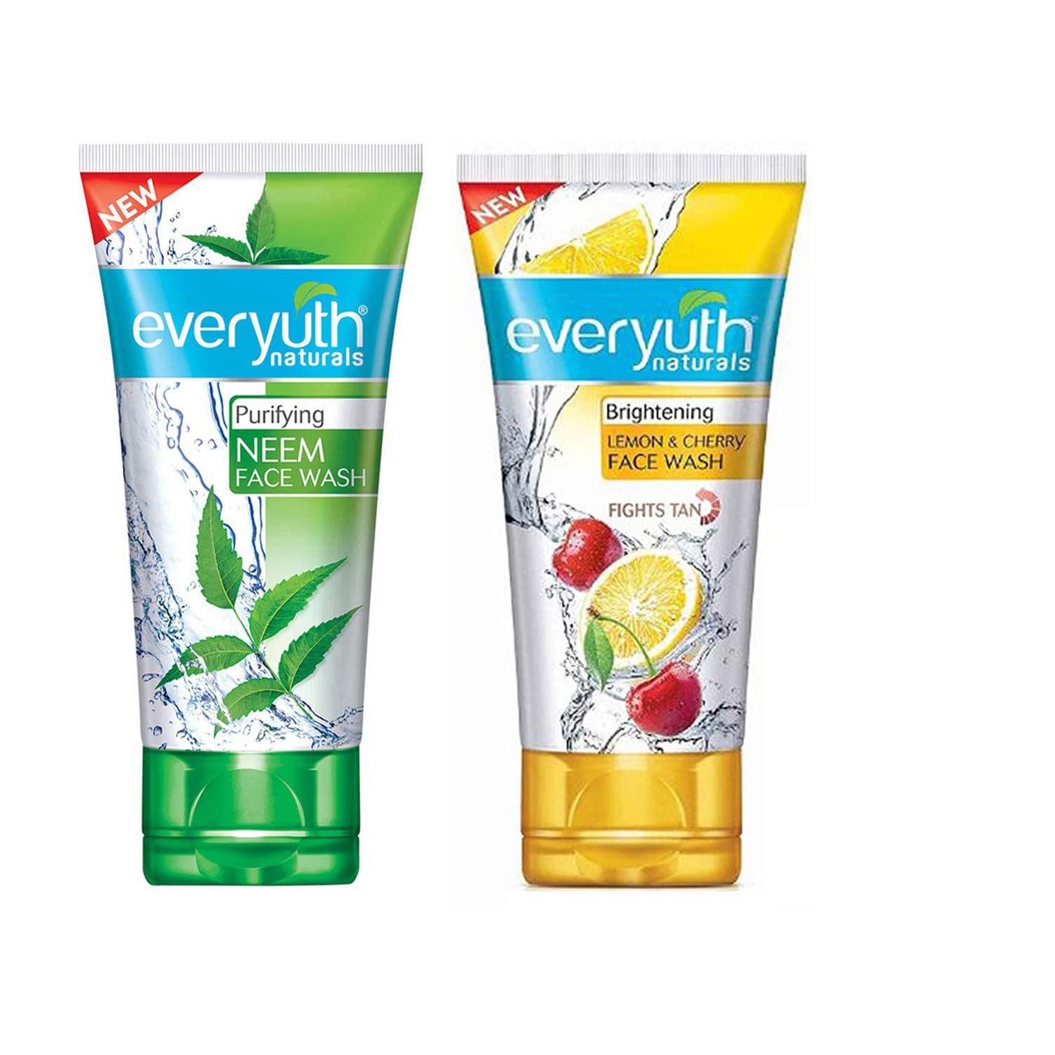 Everyuth Purifying Neem Face Wash, 50Gm And Lemon &Cherry, Oil Clear Face Wash, 50Gm, Combo Pack