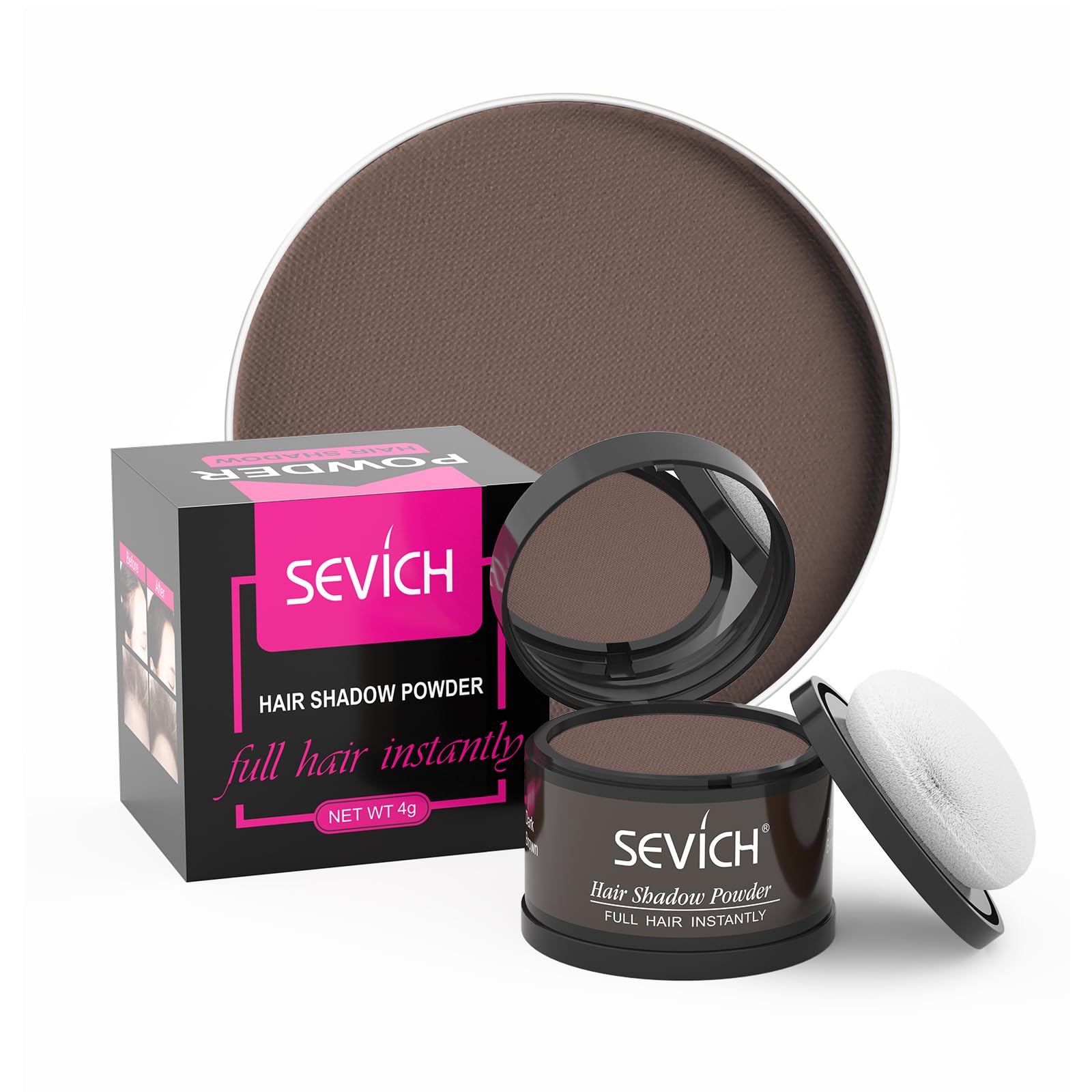 SEVICH Instantly Hairline Shadow Hairline Powder, Quick Cover Grey Hair Root Concealer, Eyebrows & Beard Line, Hair Root Touch U