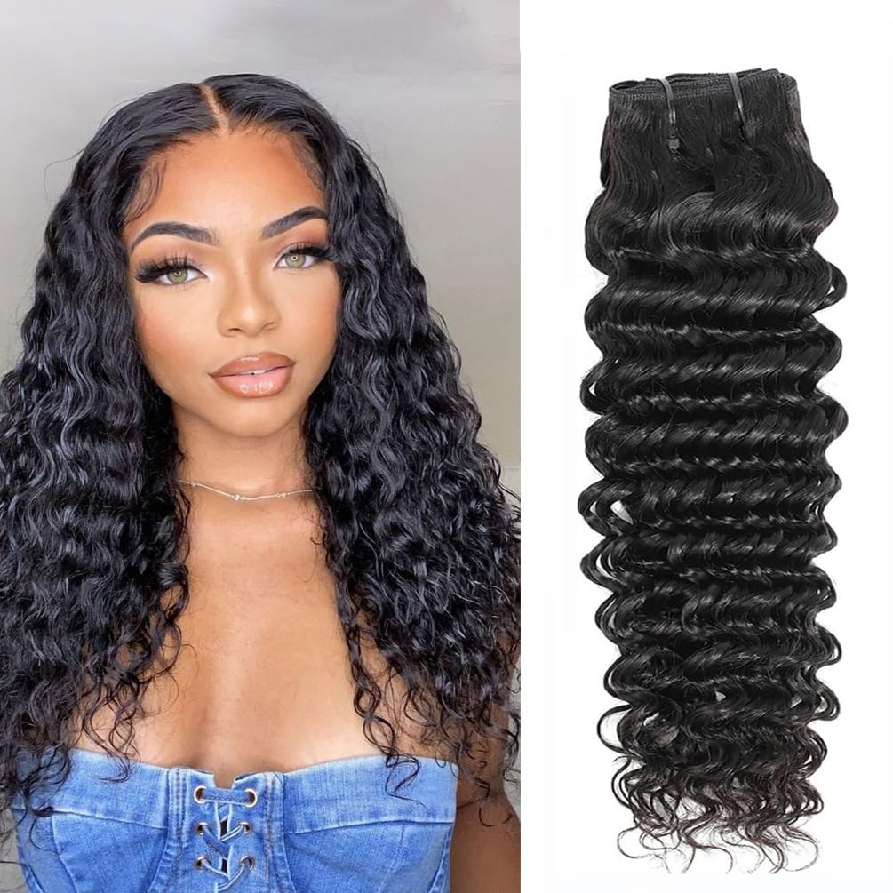 Deep Wave Bundles Human Hair Bundles 12 Inch Hair Bundles 12A Unprocessed Brazilian Virgin Human Hair Bundles Double Weft Deep C