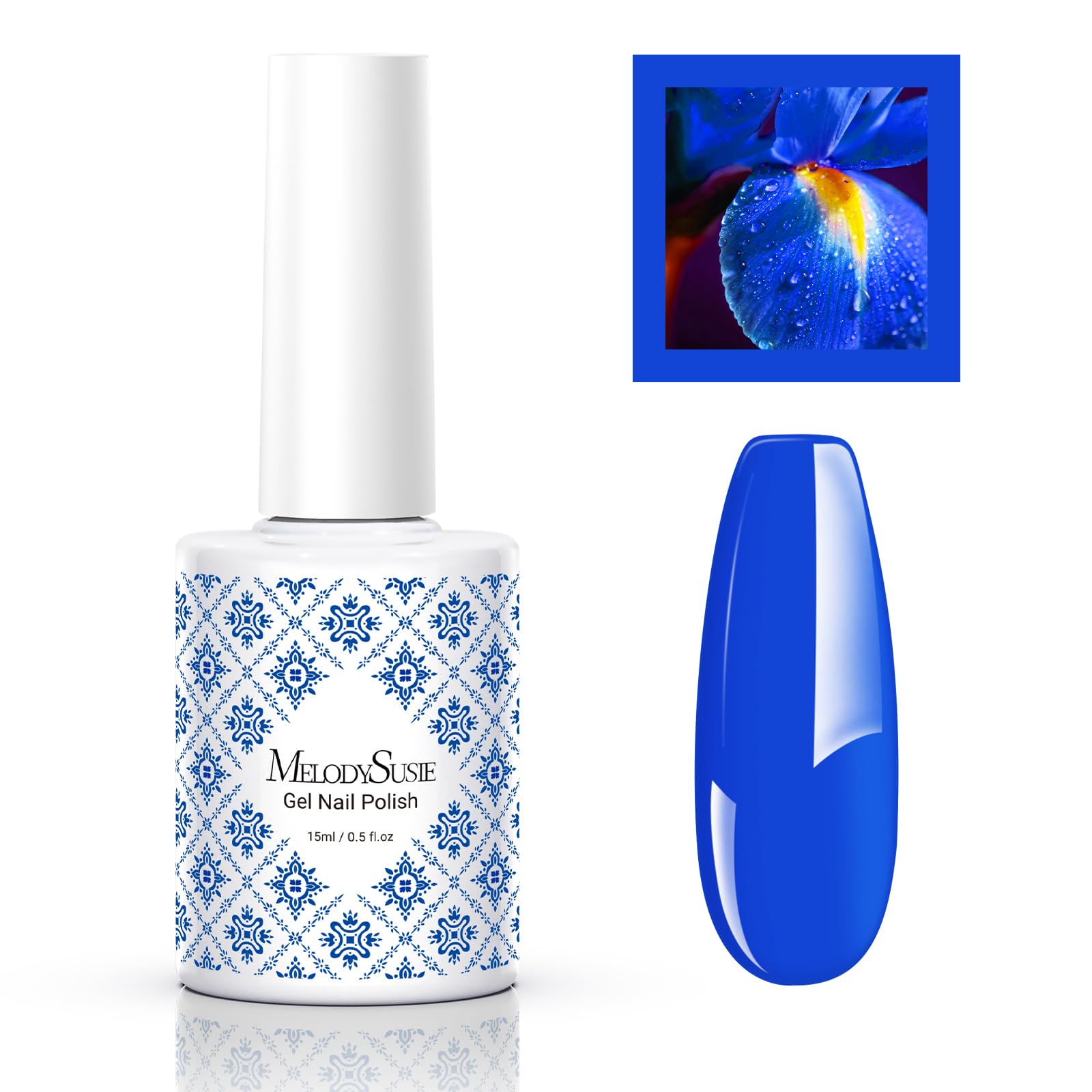 MelodySusie Fleurwee Plant-based UV Gel Nail Polish, Hema Free, 21 Non-Toxic, Royal Blue P40, Long Lasting No Chip, Summer Color