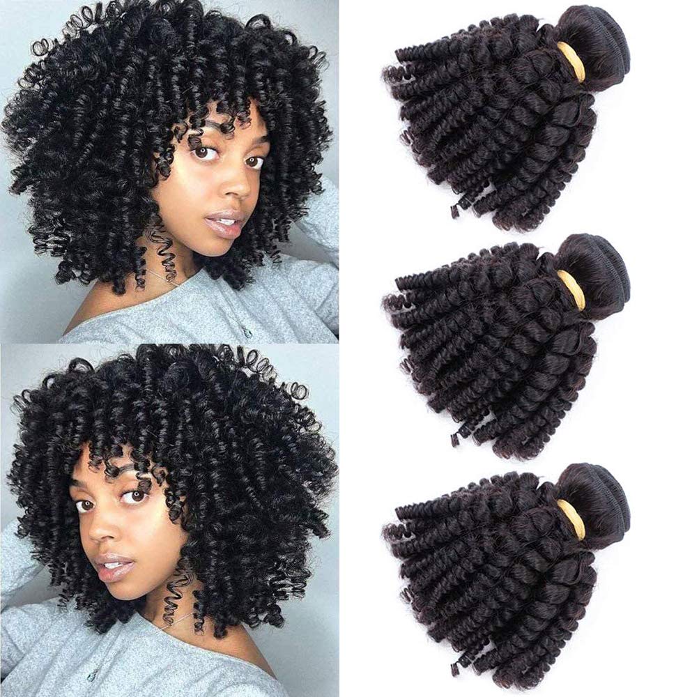 VIOLET Brazilian Human Hair Funmi Curly Hair 3 Bundles 12inches Same Size Unprocessed Virgin Hair Afro Kinky Curly Fummi Bouncy 