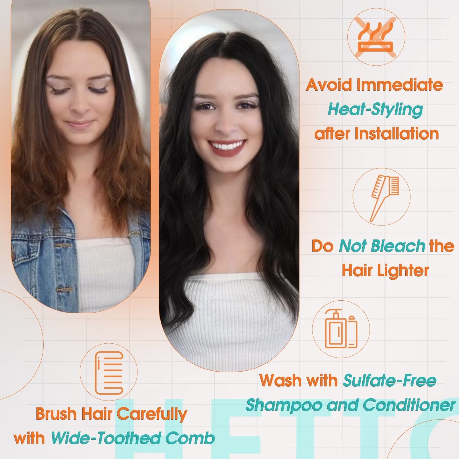 Hetto Black Weft Human Hair #1 Jet Black Sew in Weft Human Hair Extensions 18 Inch Straight Sew in Weft Extensions Human Hair 10
