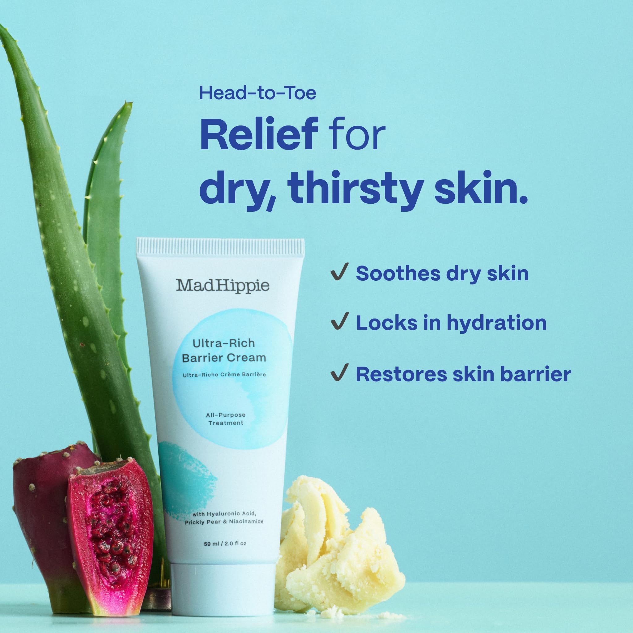 Mad Hippie Ultra-Rich Barrier Cream, Travel-Friendly - Multi-Purpose Moisturizer with Hyaluronic Acid, Niacinamide & Vitamin C,