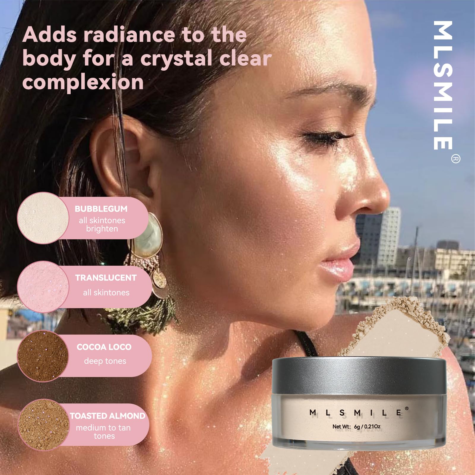 Akary White Translucent Setting Powder, Shimmer Finishing Powder Oil Control For Long Lasting Makeup, Lightweight Loose Powder W