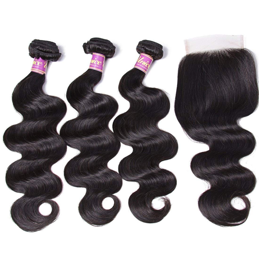 UNice Hair Icenu Series Hair Brazilian Virgin Human Hair Body Wave 3 Bundles with Closure 100% Real Unprocessed human Virgin Hai