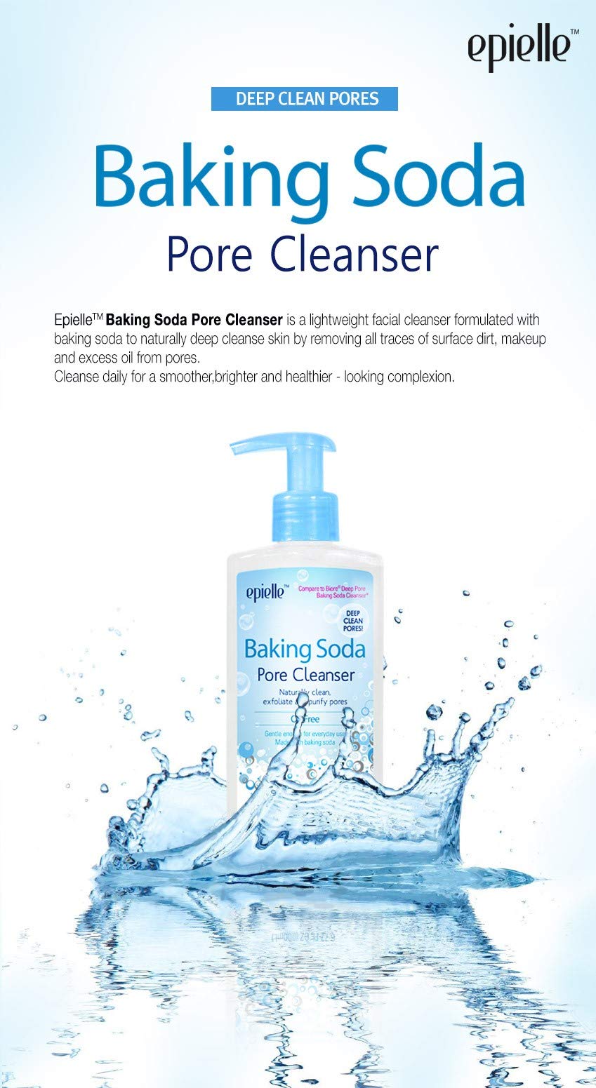 Epielle Baking Soda Pore Cleanser | Oil-Free, Gentle Daily Use | Cleanse & Exfoliate Pores For Oily & Combination Skin | 6.77 Fl