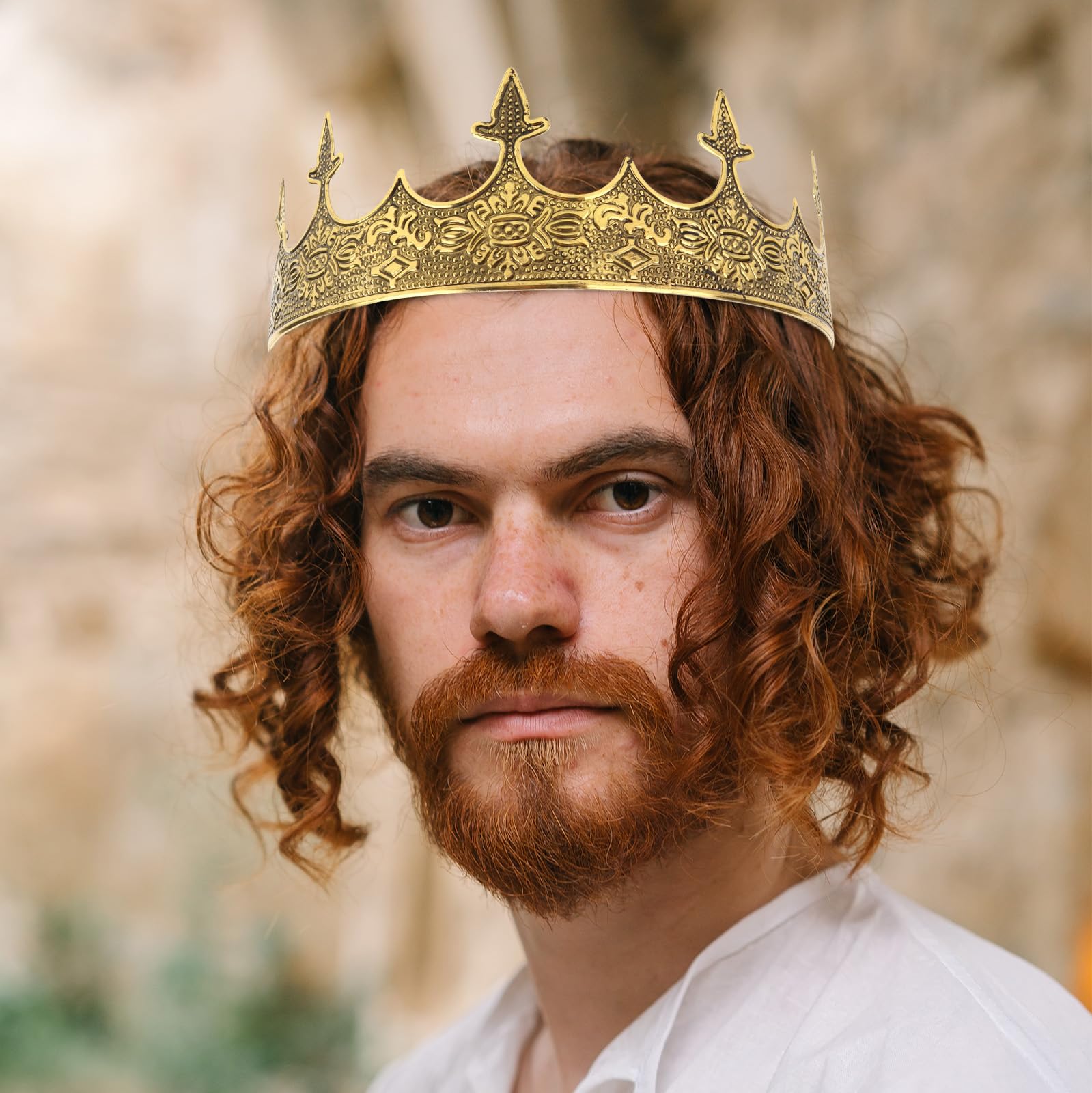 King Crown, Cieher King Crowns For Men Baroque Royal Crown (Adjustable Size) Prom Crown Prince Tiara Evil Crown For Birthday Kin