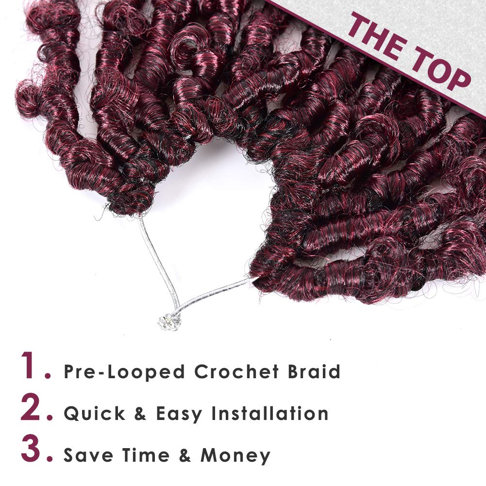 Niseyo 10 Inch Soft Butterfly Locs Crochet Hair 6 Packs Handmade Pre Looped Ombre Burgundy Distressed Faux Locs Crochet Butterfl