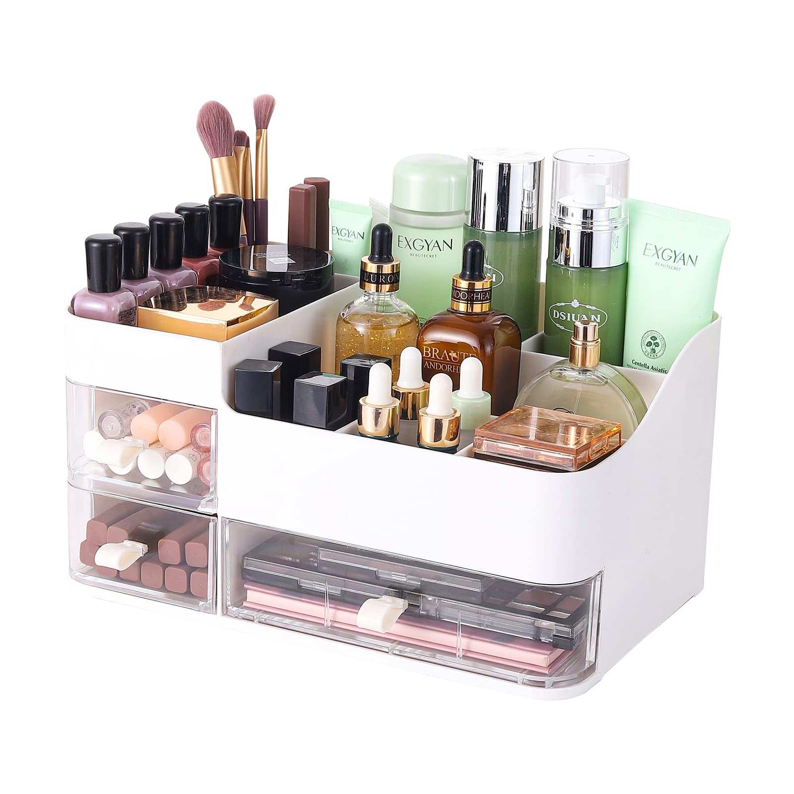 White Makeup Organizer With 3 Drawers -Plastic Skincare And Skin Care Organizer For Vanity Countertop,Vanity Organizer For Lotio