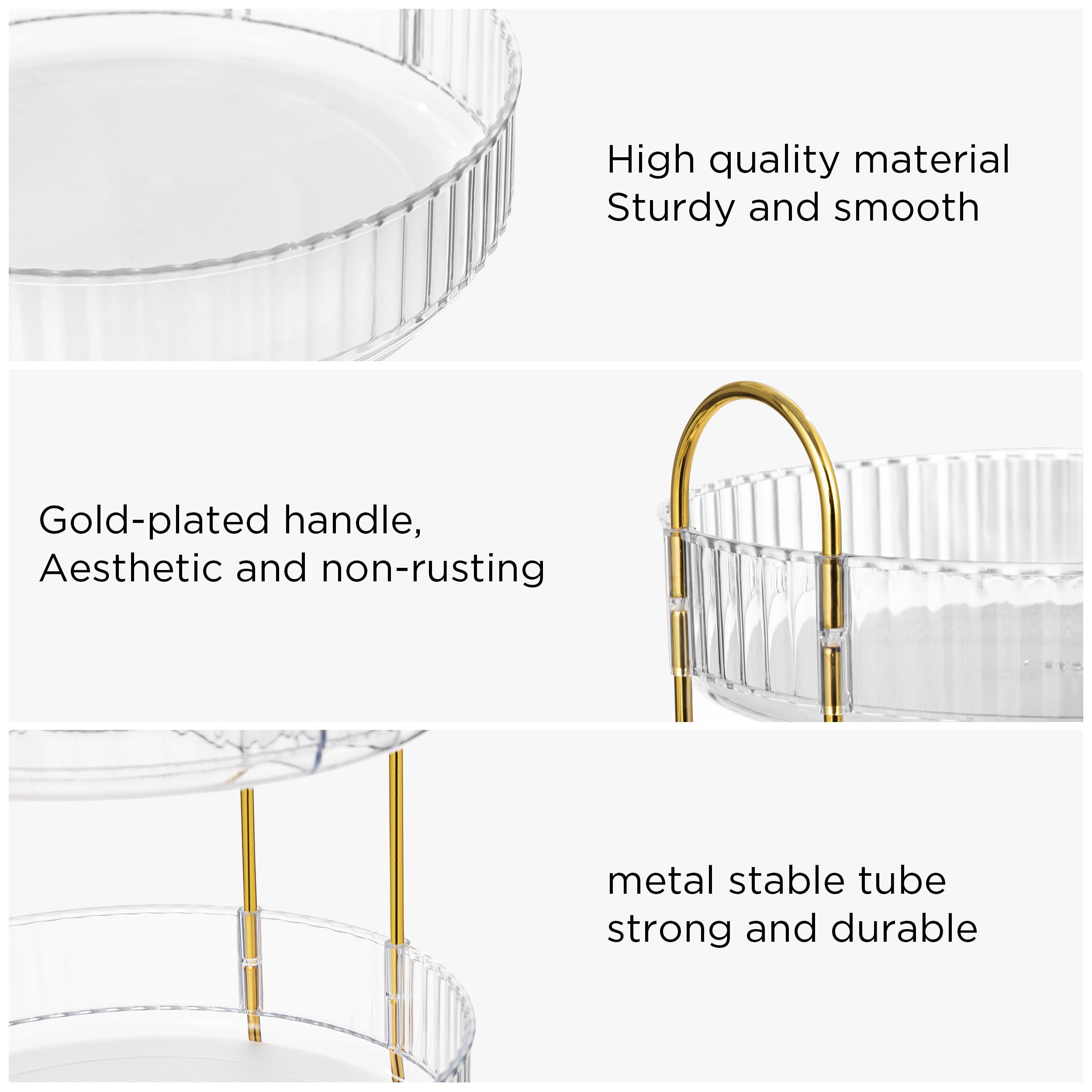 Vorey 360 Rotating Makeup Organizer Countertop Clear 3 Tier Bathroom Organizer Spinning Perfume Organizers, Skincare Organizers
