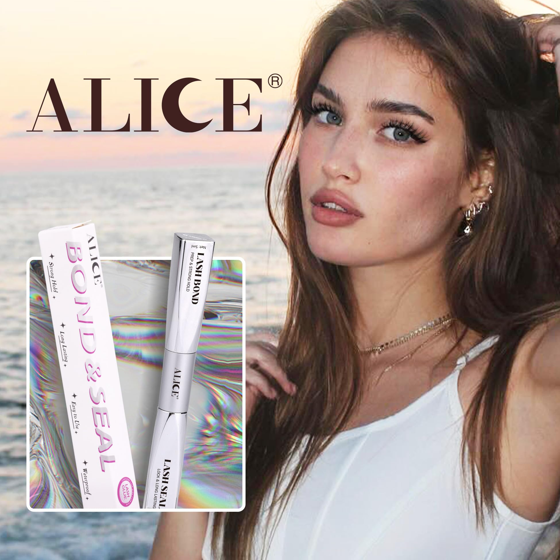 ALICE Waterproof Eyelash Glue for Lash Extensions - Strong Hold Adhesive, Black, Long Lasting 48-72 Hours