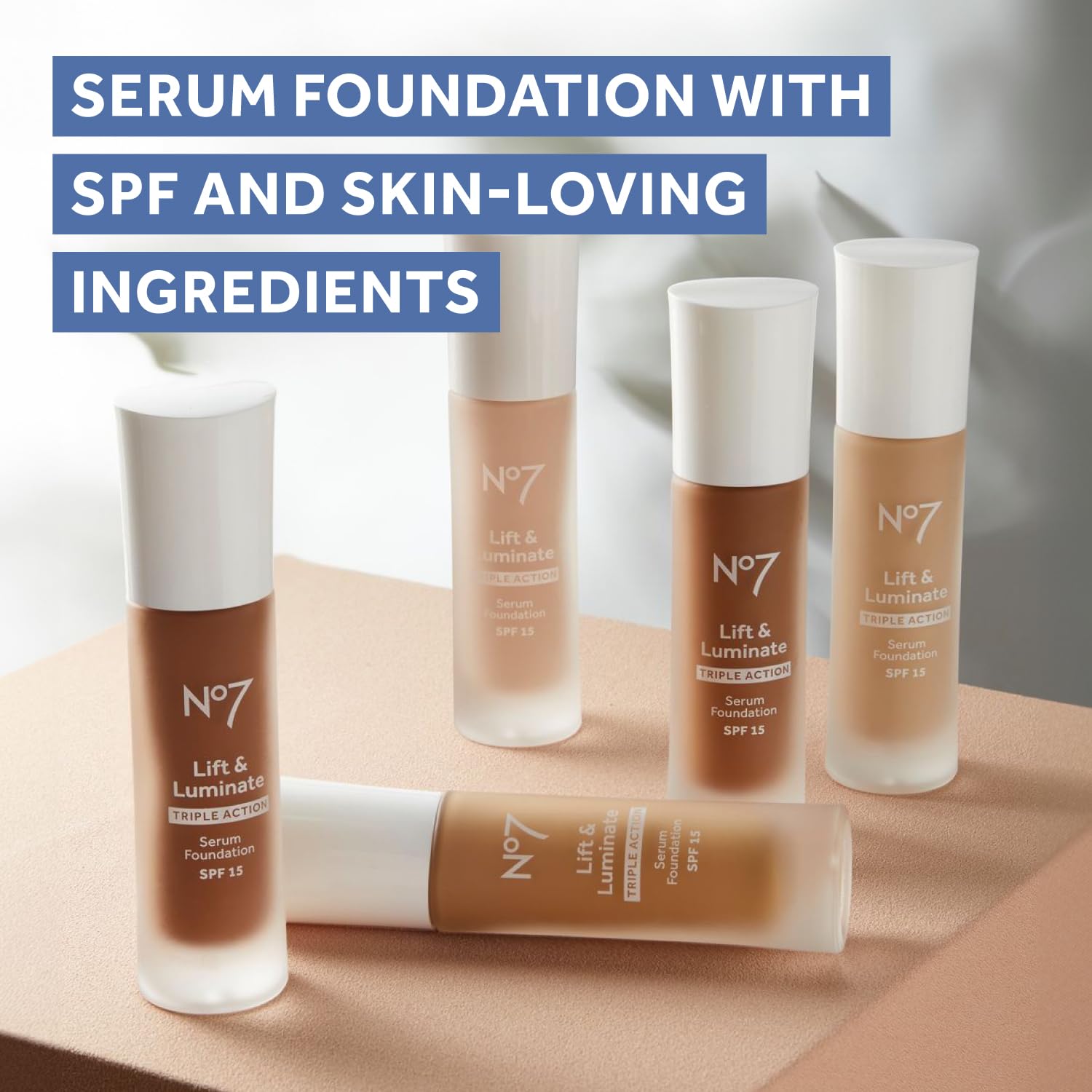 No7 Lift & Luminate Triple Action Serum Foundation - Liquid Foundation Makeup With Spf 15 For A Dewy, Glowy Base - Radiant Serum