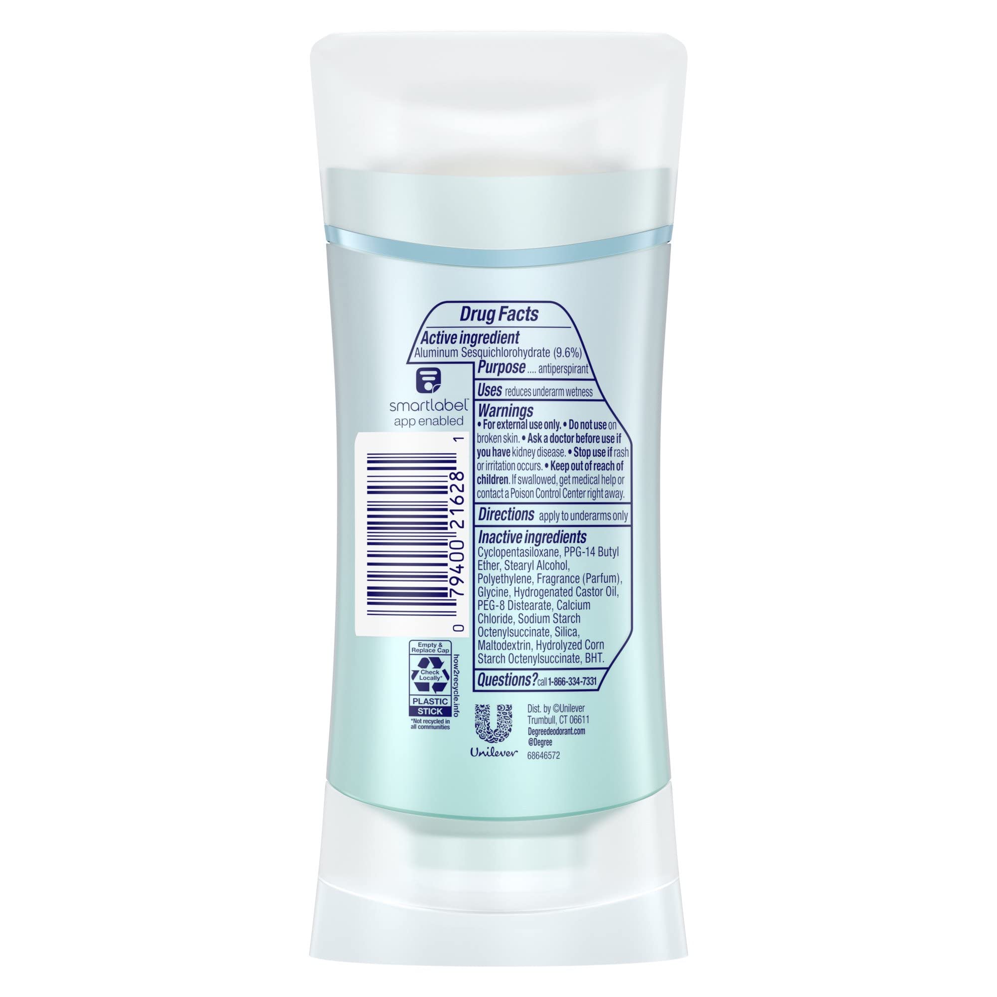 Degree UltraClear Black+White Pure Clean Antiperspirant Deodorant Stick, 2.6 oz (Pack of 2)