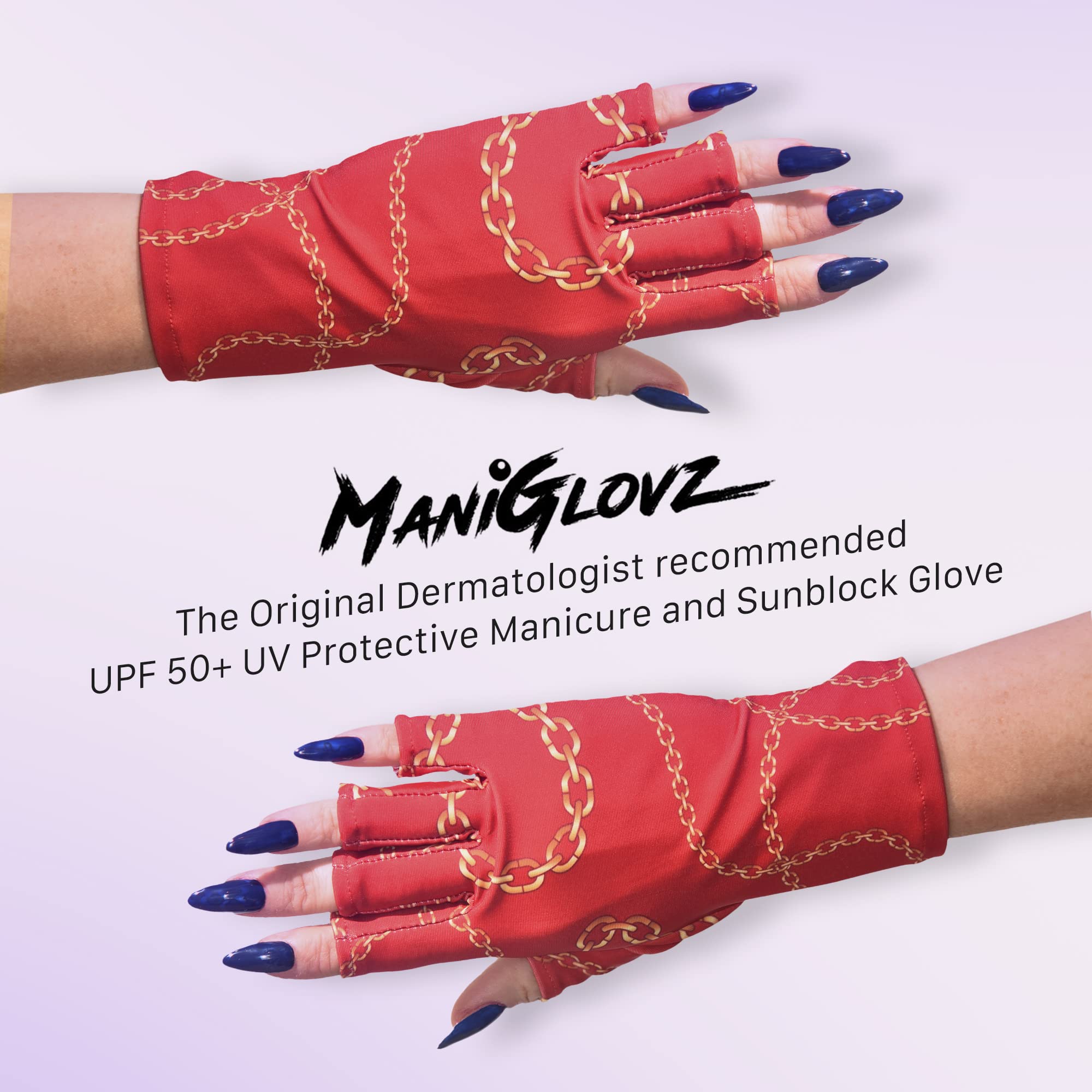 ManiGlovz Women's UV Protection Nail Gloves, Haute Hibiscus, One Size