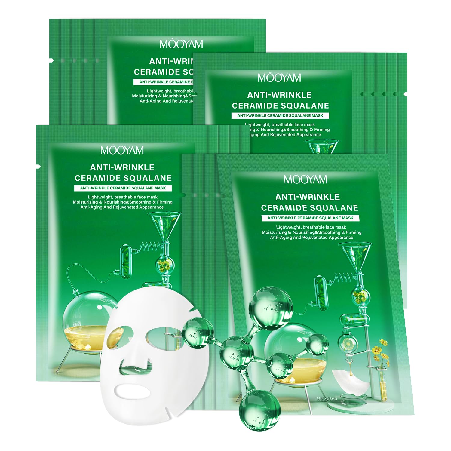 Hydrating Face Sheet Masks, Moisturizing Spa Face Masks Skincare, Facial Masks 10 Sheet With Ceramide Squalane, Hyaluronic Acid,