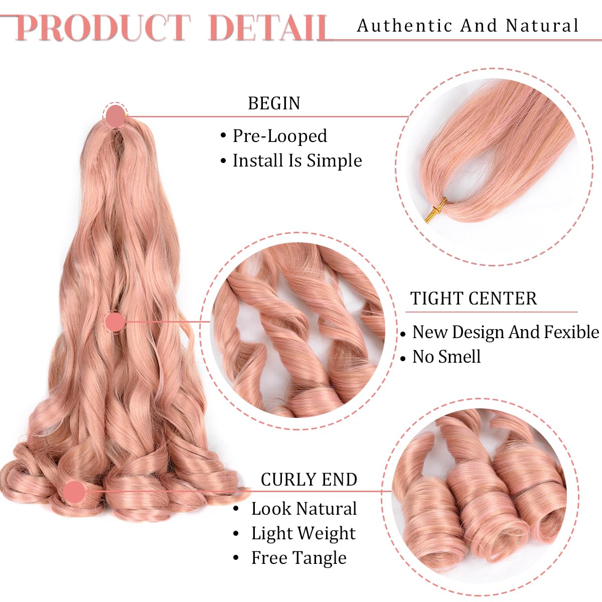 French Curly Braiding Hair,Loose Wave Braiding Hair 8 Packs 24 Inch 75G/Pack Pink Crochet Braids Hair Spanish Curly Synthetic Sp