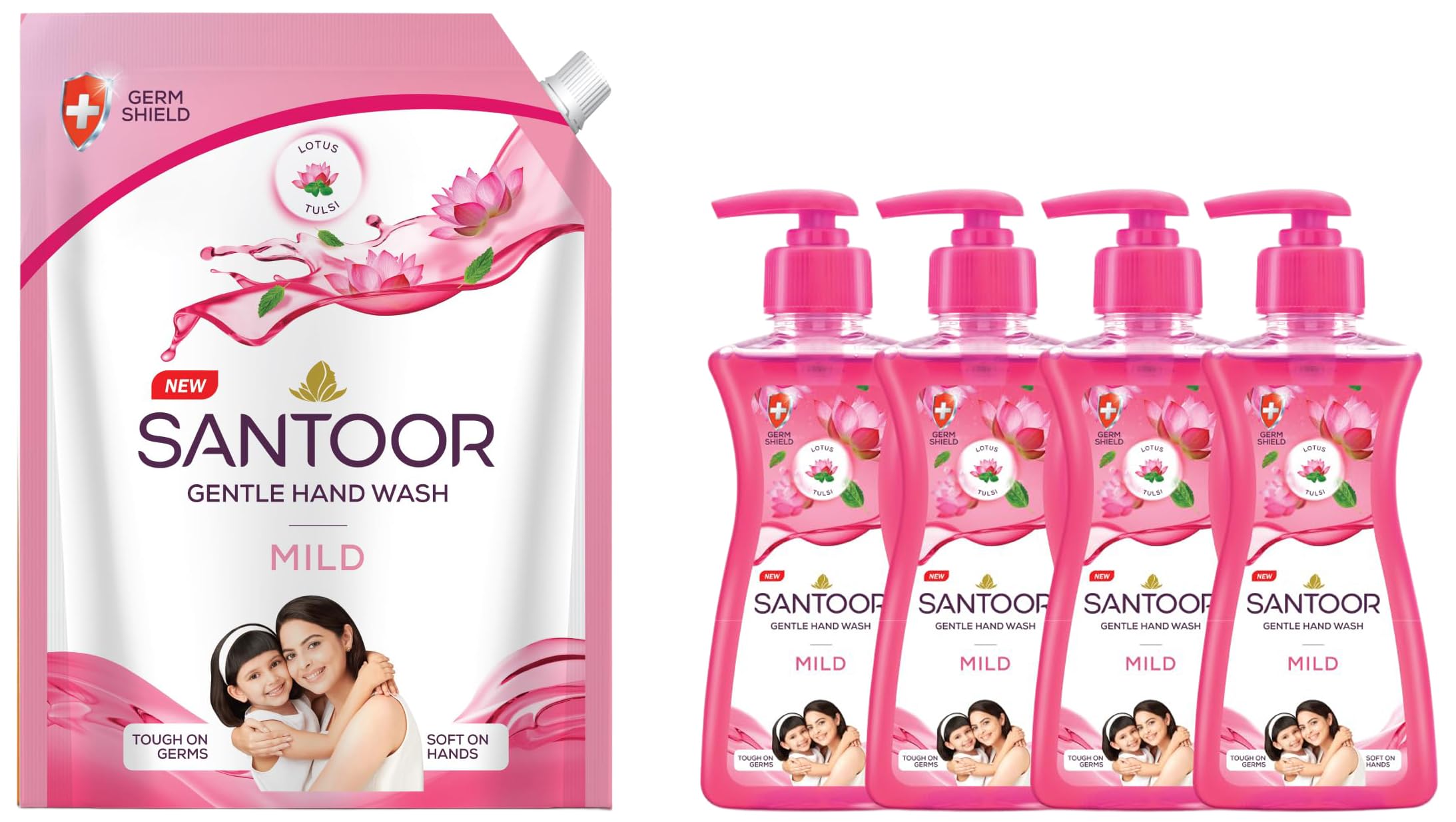 Santoor Mild Gentle Hand Wash With Goodness Of Lotus & Tulsi Combo