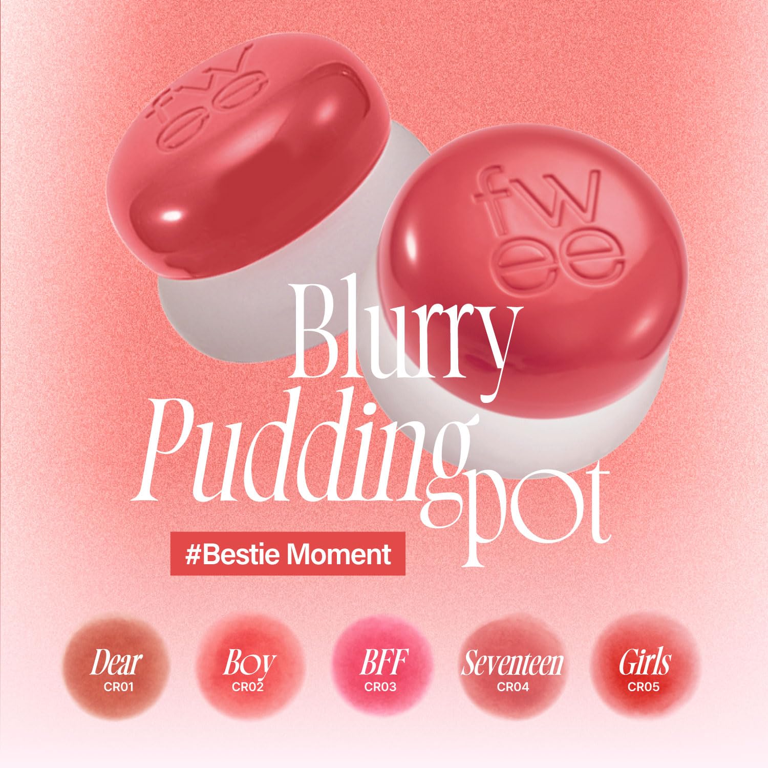 Fwee Lip&Cheek Blurry Pudding Pot | Bestie Moment - Boy | Makeup Blush, Buildable Lightweight, Multi-Use Soft Matte Finish | 5G