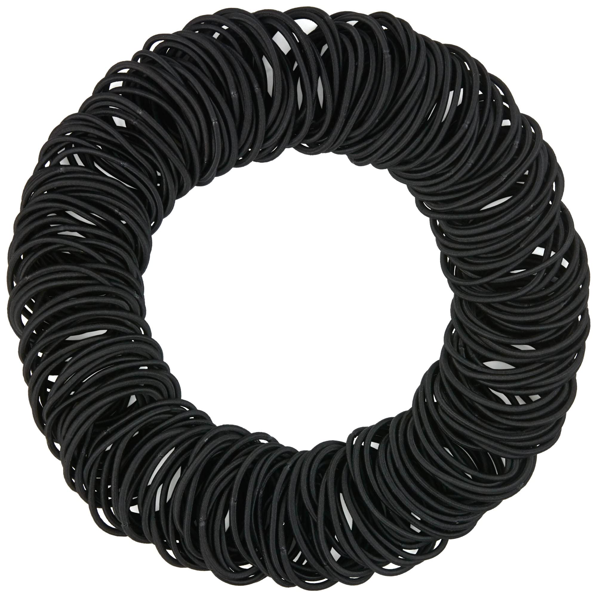 Expressions 216-Piece Hair Ties, 4mm Elastics Classic Black Value Pack, Durable No Metal Bands for Women's Ponytails, Thick, Cur