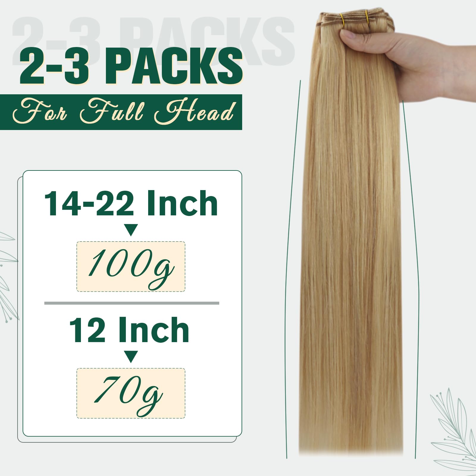 RUNATURE Blonde Genius Weft Hair Extensions Human Hair Straight Weft Human Hair Extensions 14 Inch 100g Golden Blonde Mix Platin