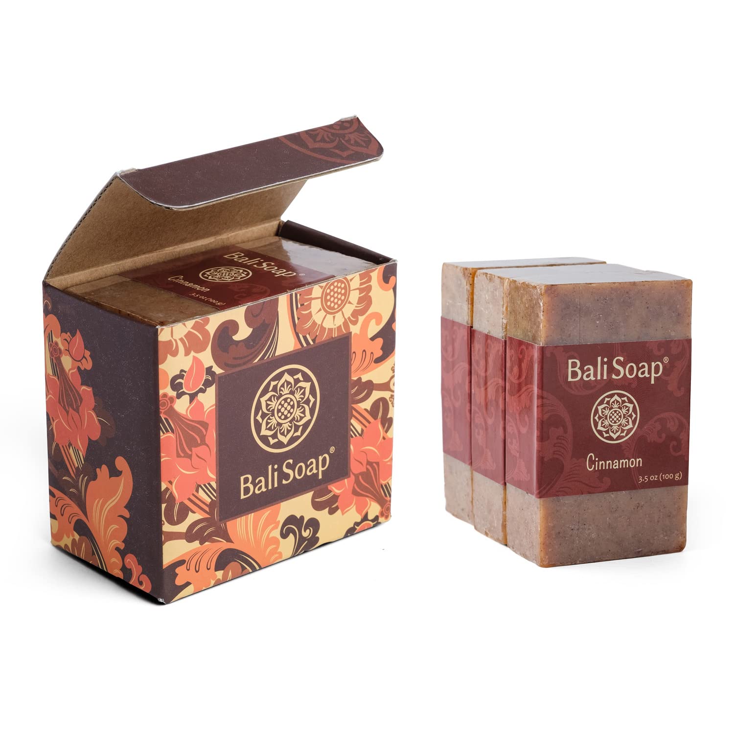 Bali Soap - Cinnamon Natural Soap - Bar Soap For Men & Women - Bath, Body And Face Soap - Vegan, Handmade, Exfoliating Soap - 3