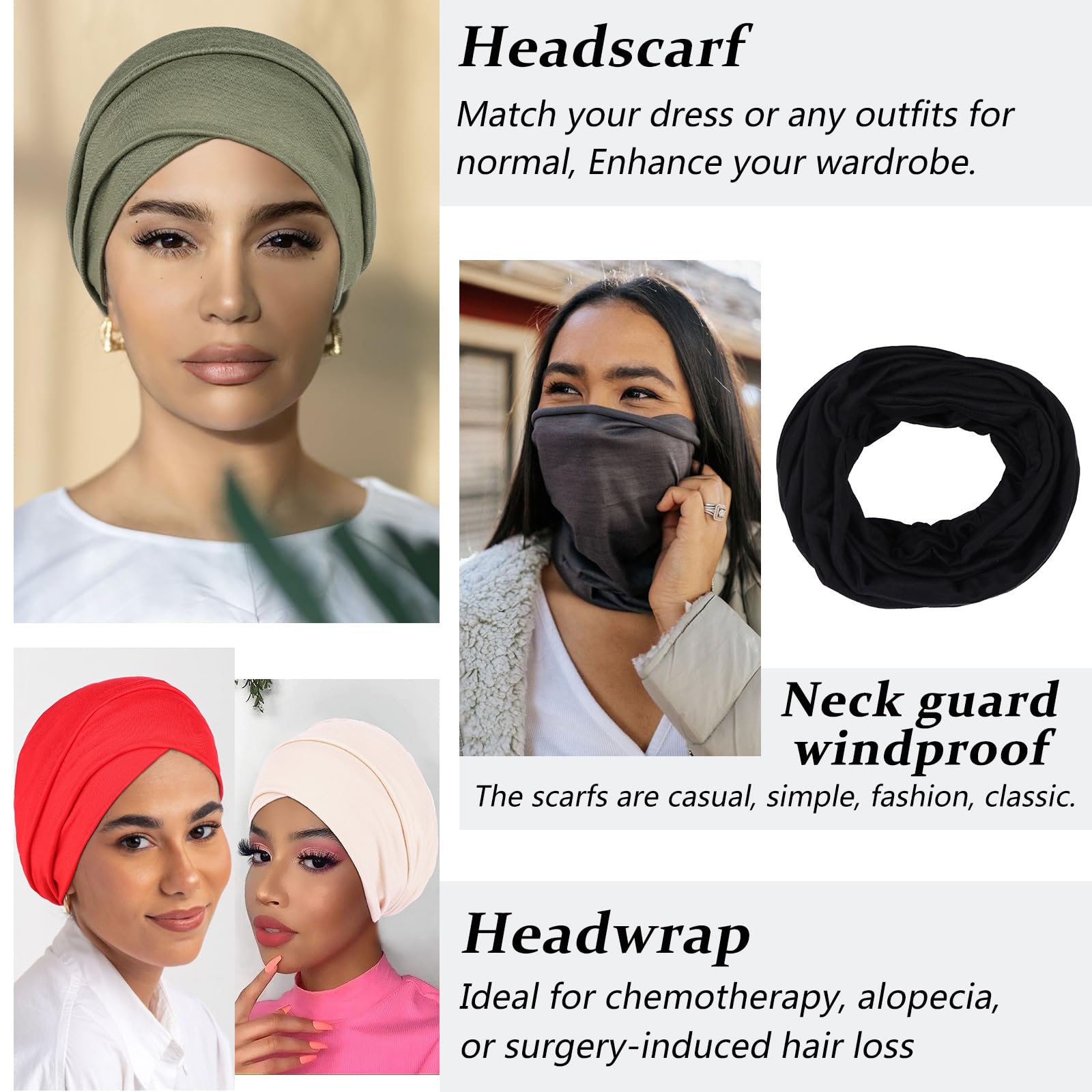 Xtrend 1 Piece Head Wrap Solid Color Halo Turban Fashion Headband Extra Wide Full Head Coverage Bandana Soft Breathable Turban F