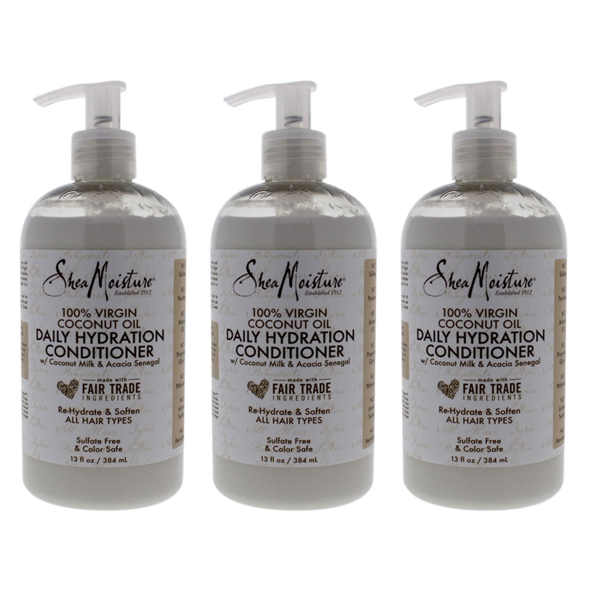Shea Moisture 100% Virgin Coconut Oil Conditioner 13 Ounce (384ml) (3 Pack)