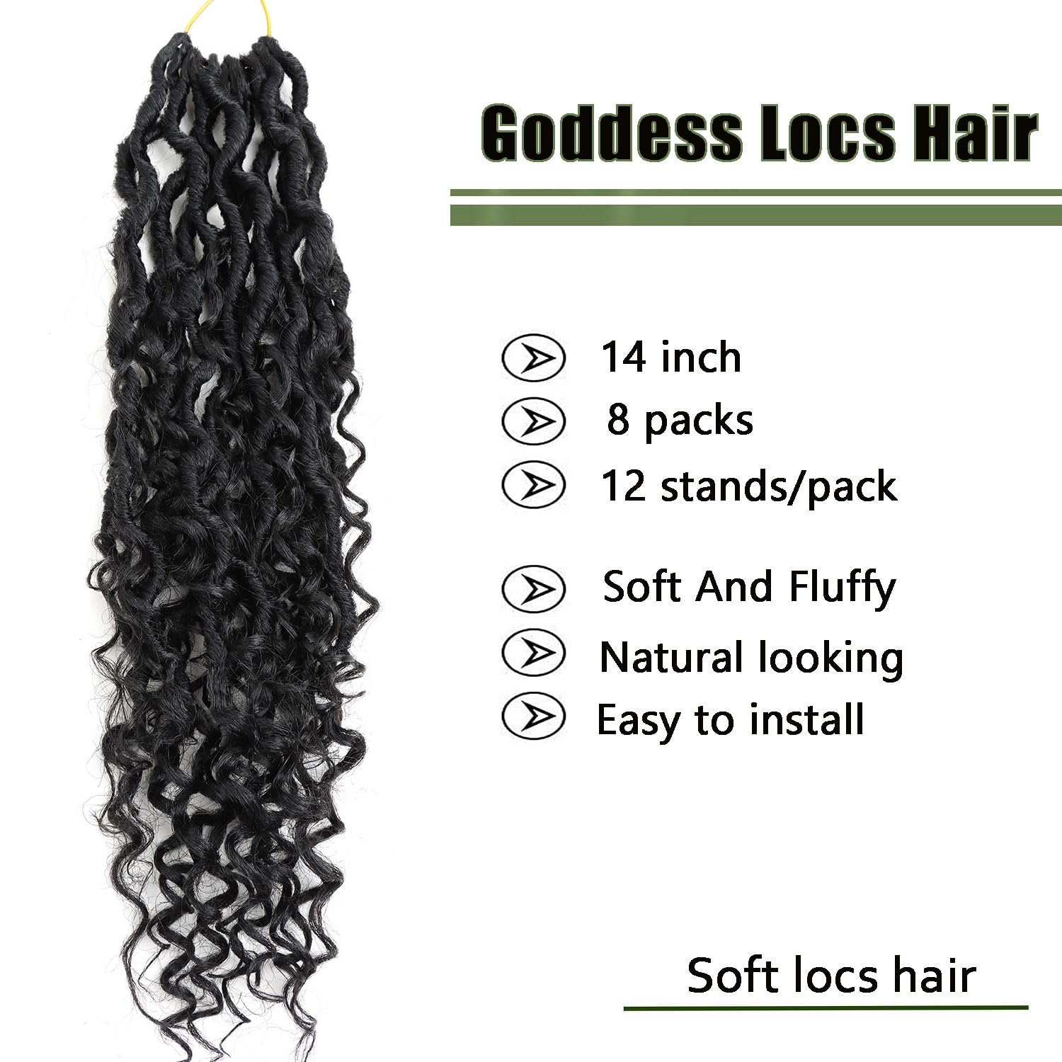 Lmzim 14 Inch Goddess Locs Crochet Hair 8 Packs Faux Locs Crochet Hair For Women Pre Looped Hippie Locs Crochet Hair With Curly