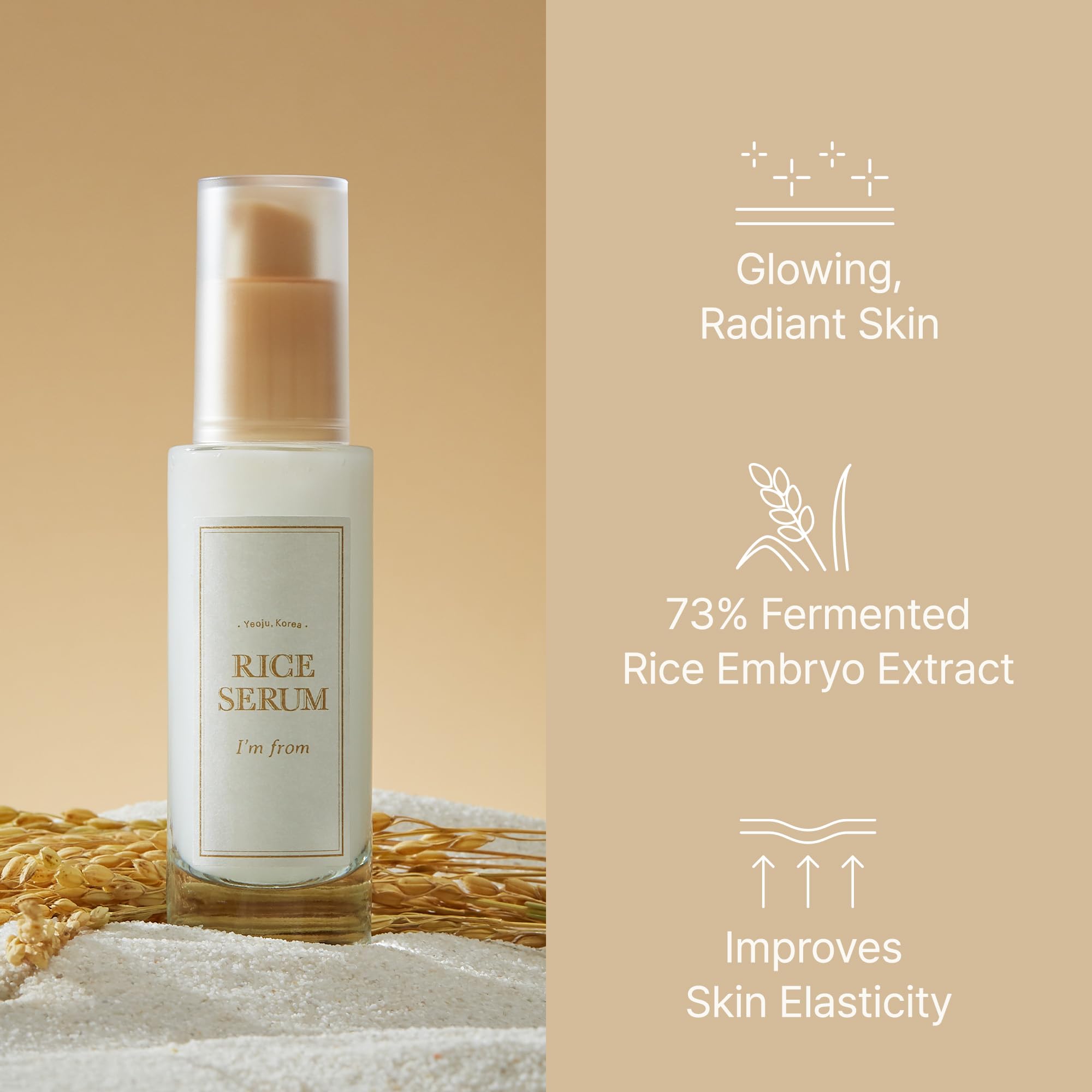 I'M From Rice Serum, 73% Korean Fermented Rice Embryo Extract Boosts Collagen, Vitality, Radiant Glowing Skin, Niacinamide, Vita