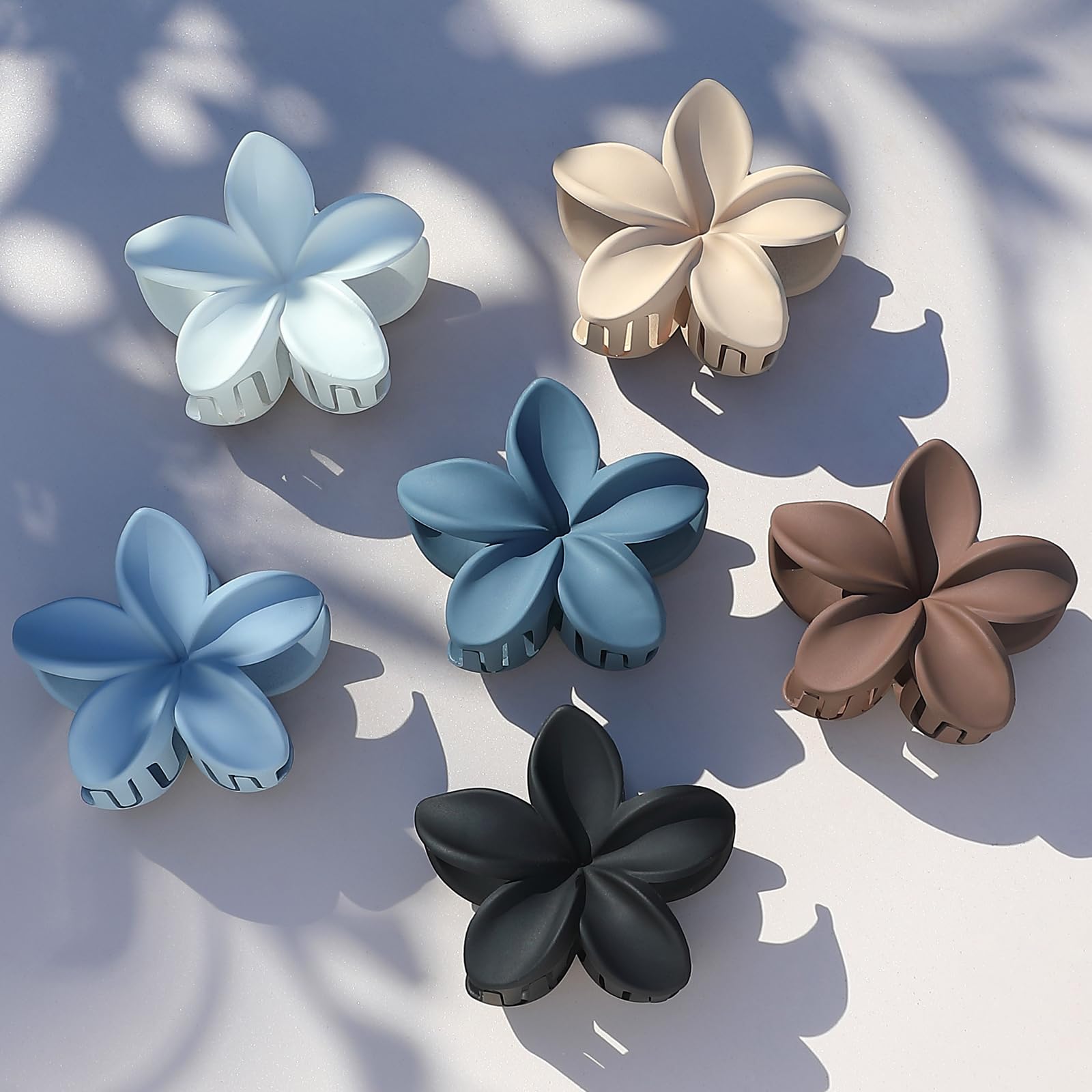 Sisiaipu Flower Hair Claw Clips 6 Pcs Large Claw Clips for Thick Hair Hawaiian Flower Hair Clips Plumeria Claw Clips for Thin Ha