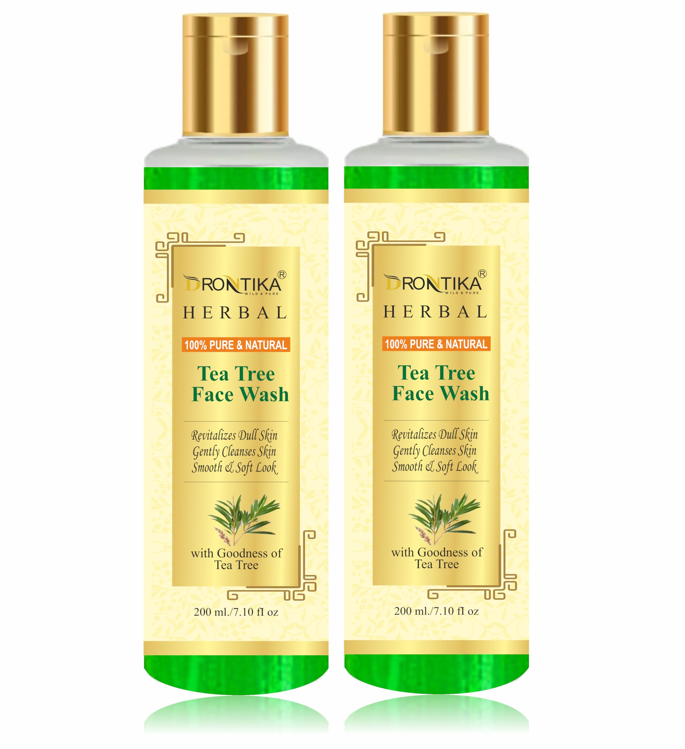 Drontika Herbal Tea Tree Herbal Face Wash For Acne & Pimples Wash 200 Ml  For Normal & Dry Skin (Pack Of 2)