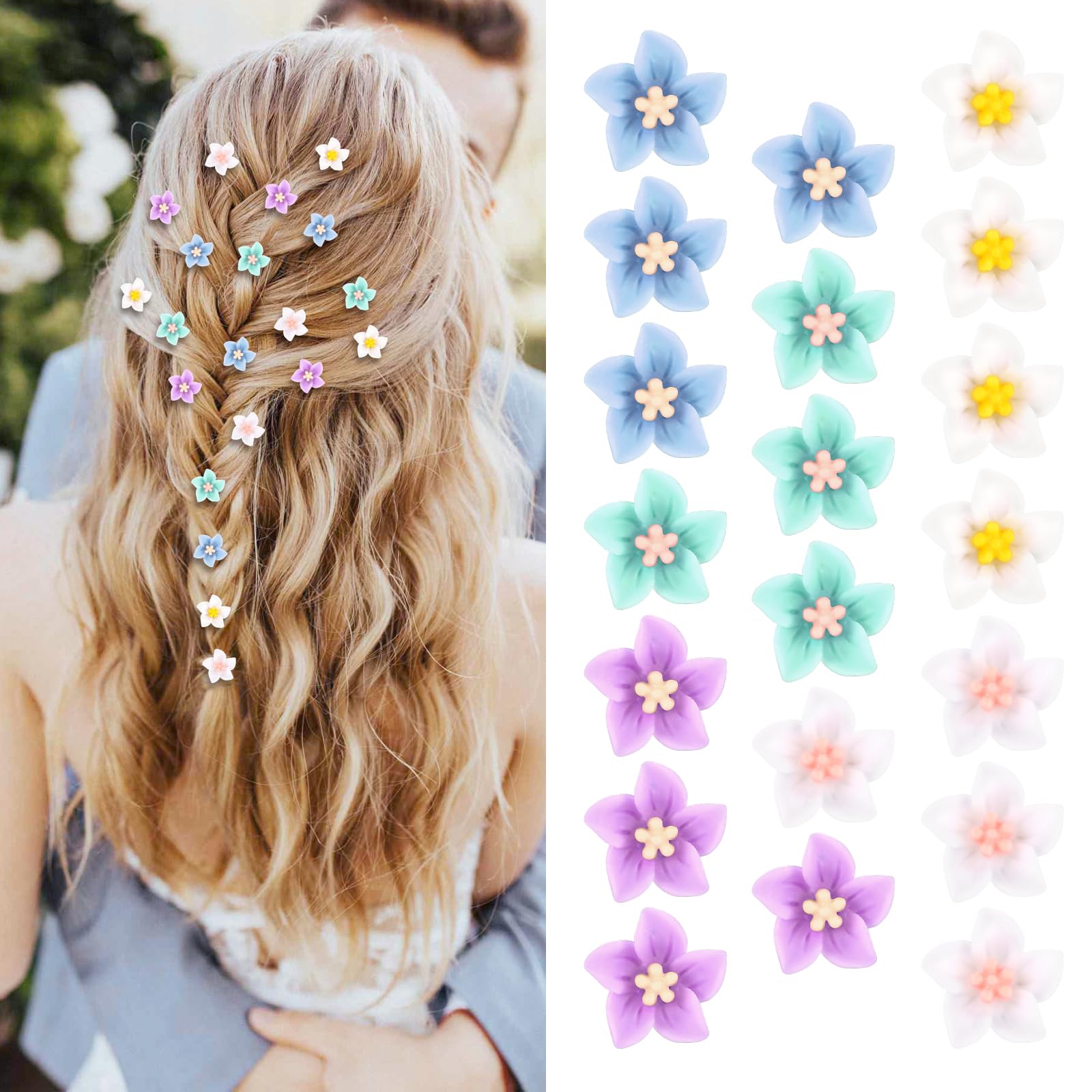 Paderison 20Pcs Flower Clips Purple Hair Accessories for Girls Rapunzel Hair Flowers floral hair pins Small Flower Hair Clips Br