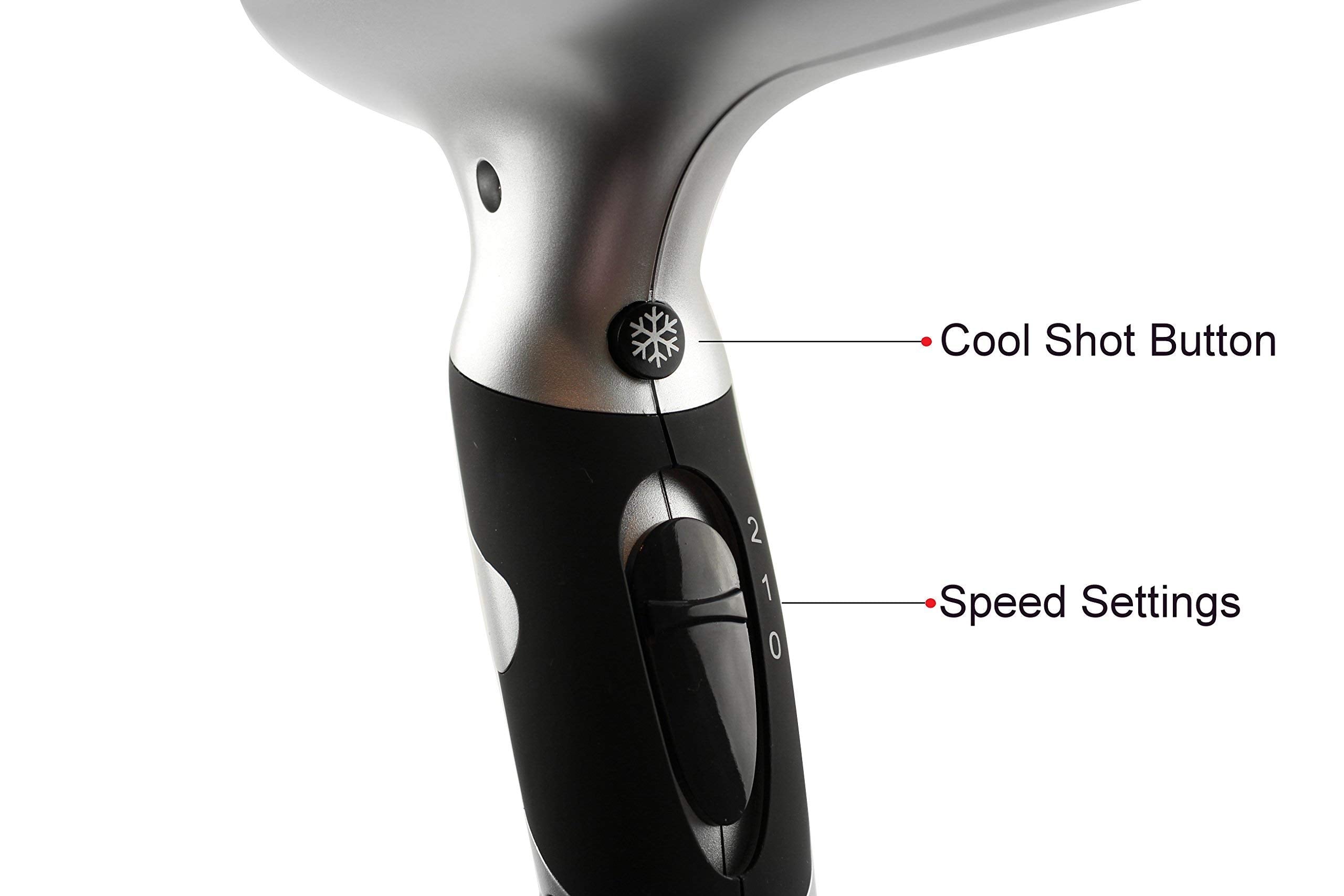 Ovente 1875 Watt Lightweight Hair Dryer, Ionic & Tourmaline Technology, Ideal for Body, Volume & Smoothing, Concentrator Nozzle