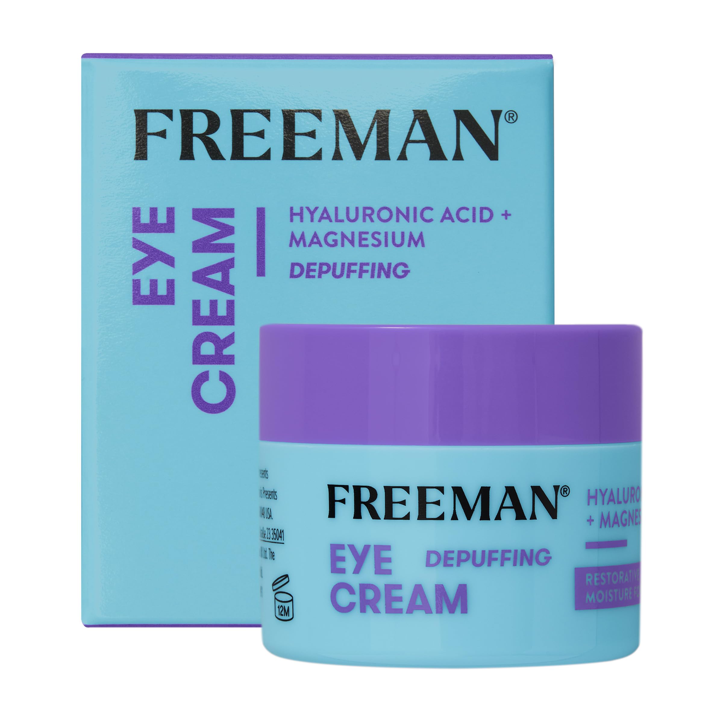 Freeman Restorative Moisturizing & Depuffing Eye Cream + Overnight Leave-On Treatment, For Dull & Tired Eyes, Brightens Undereye