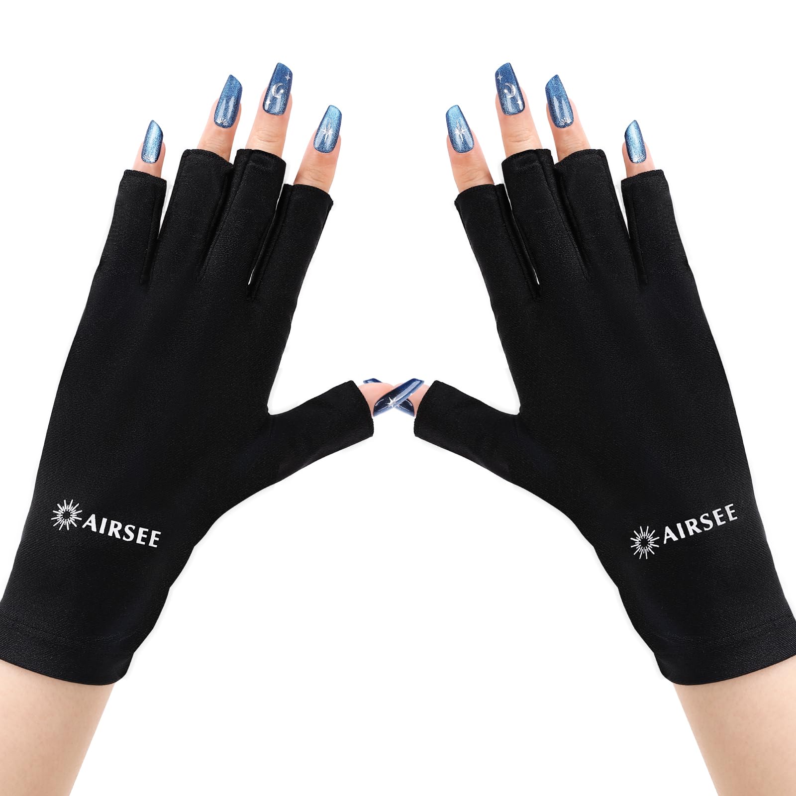 AIRSEE UV Gloves for Nail Lamp,Professional UPF50+ UV Protection Gloves for Manicures Nail Art,Fingerless Gloves That Shield Ski