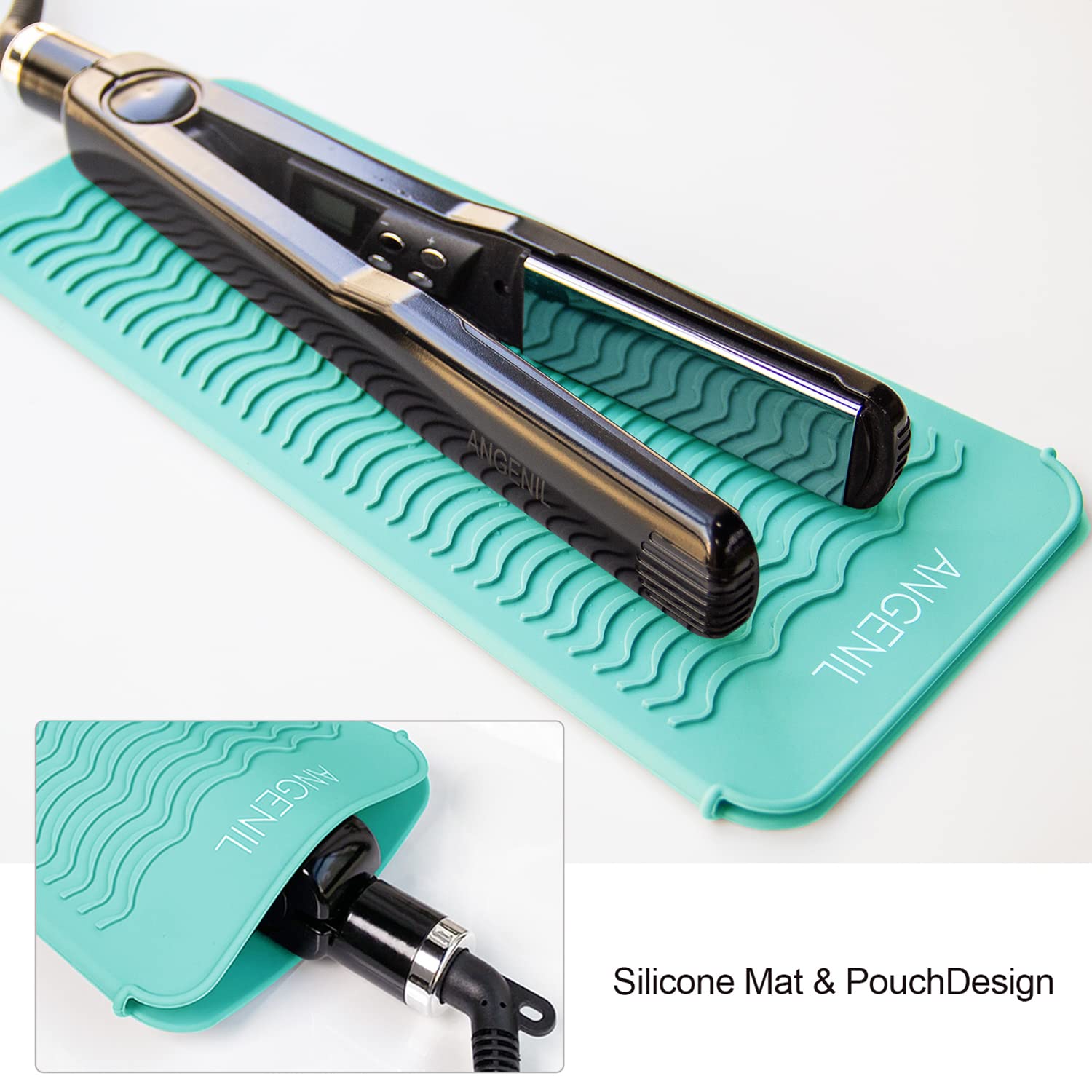 ANGENIL Curling Iron Silicone Mat Heat Resistant for Travel Dual Voltage Flat Iron, Hair Straightener, Rotating Cordless Curling