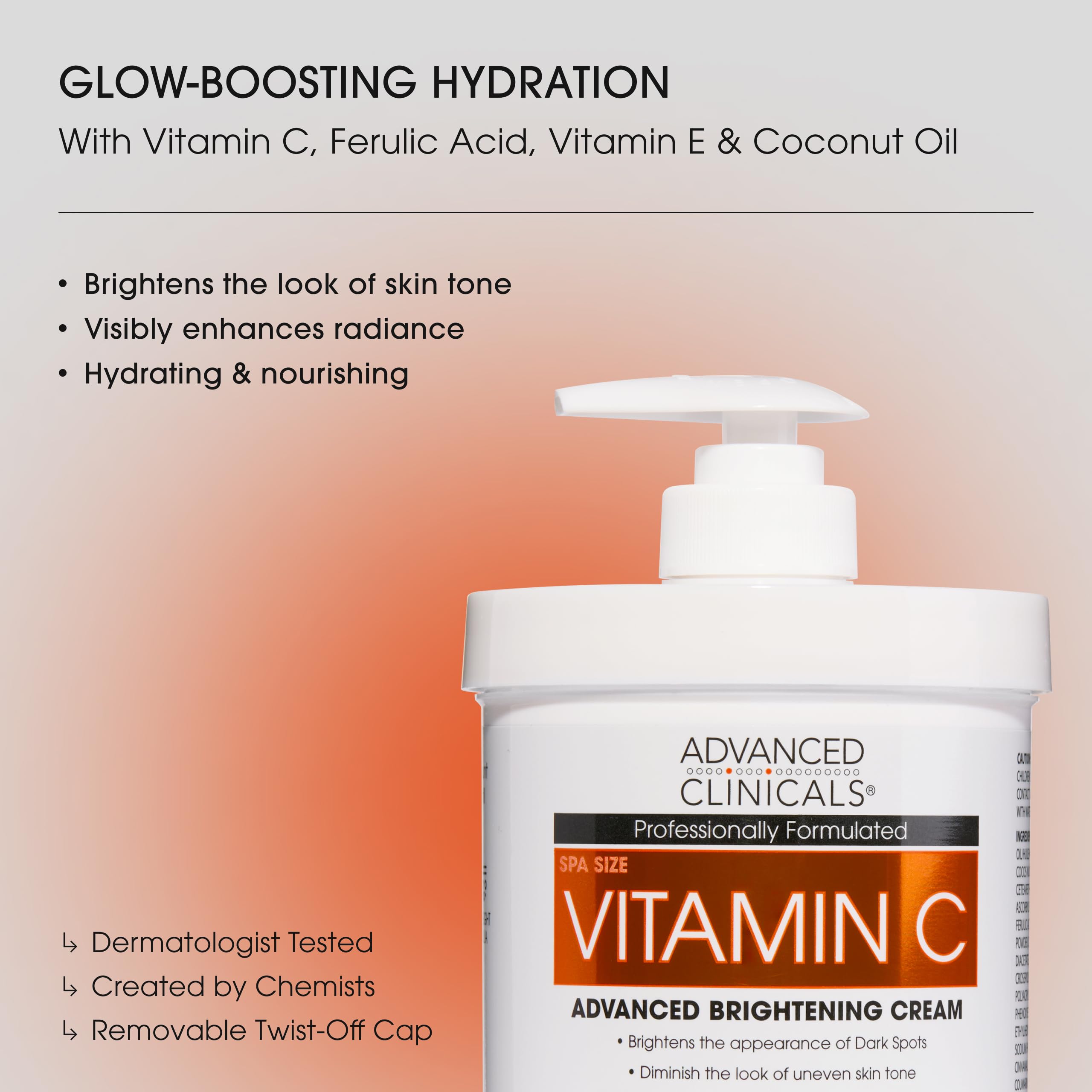 Advanced Clinicals Vitamin C Cream Visibly Brightening Body Lotion | Vitamin C Moisturizer Skin Care Body Cream For Women & Men