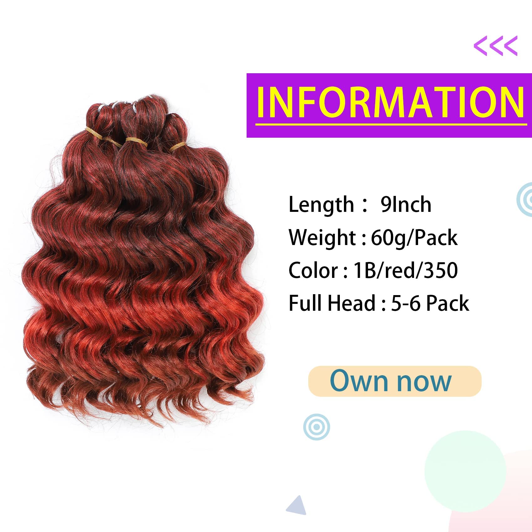 Ocean Wave Crochet Hair Deep Wave Crochet Natural Ombre Red Ocean Wave Braids Hair Synthetic Crochet Braiding Hair Extensions 8